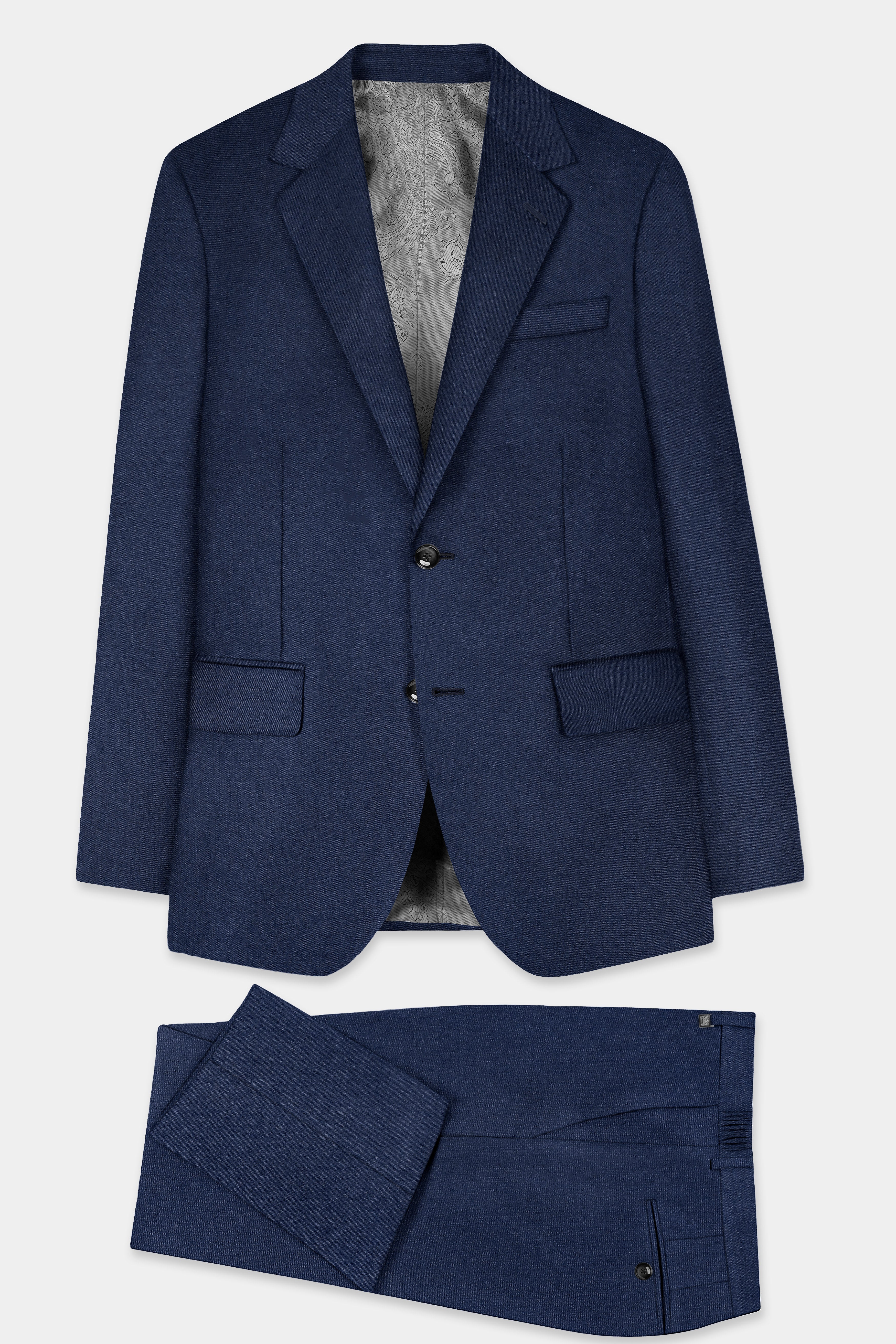 Navy Subtle Sheen Wool Blend Suit