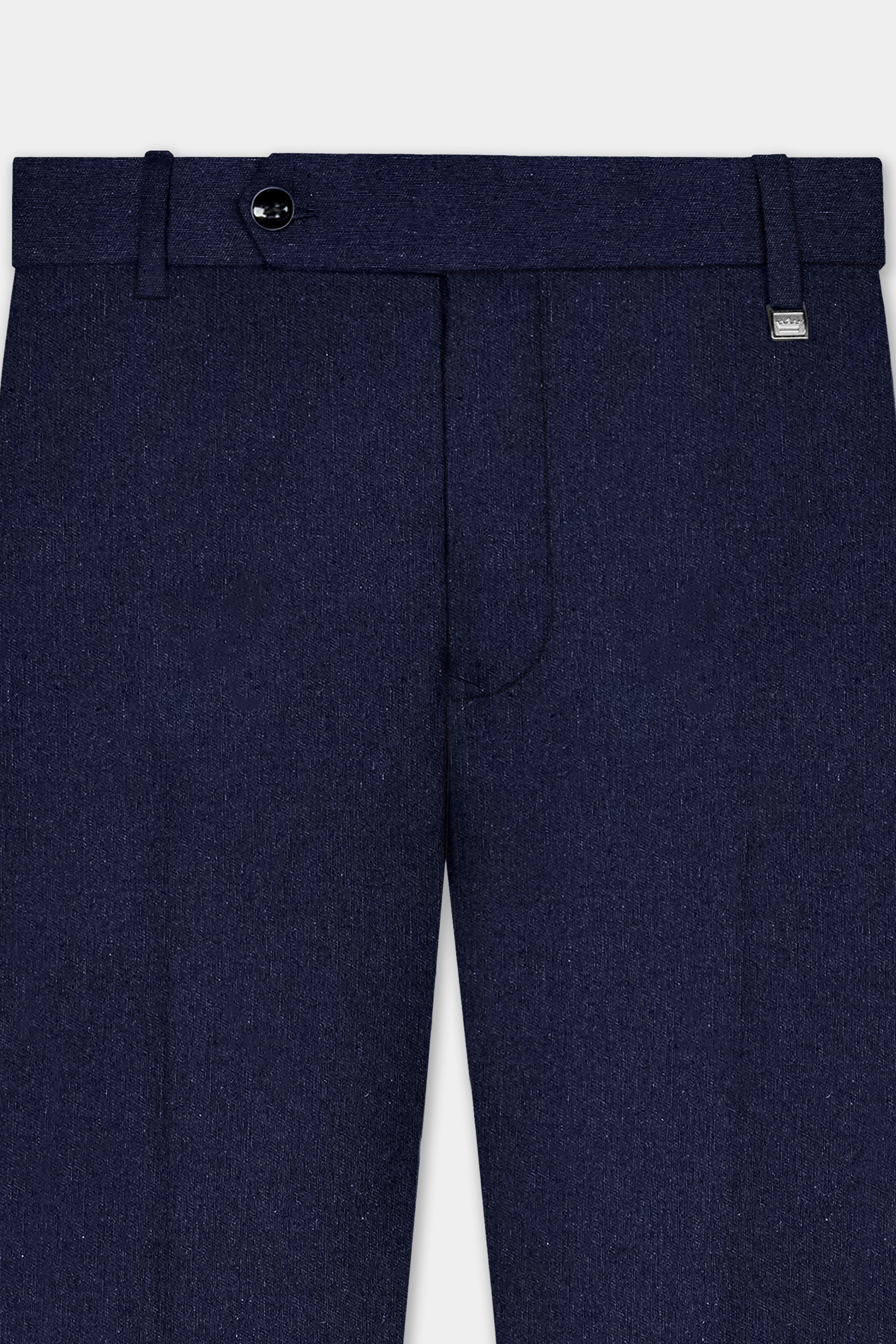 Navy Subtle Sheen Wool Blend Double Breasted Suit
