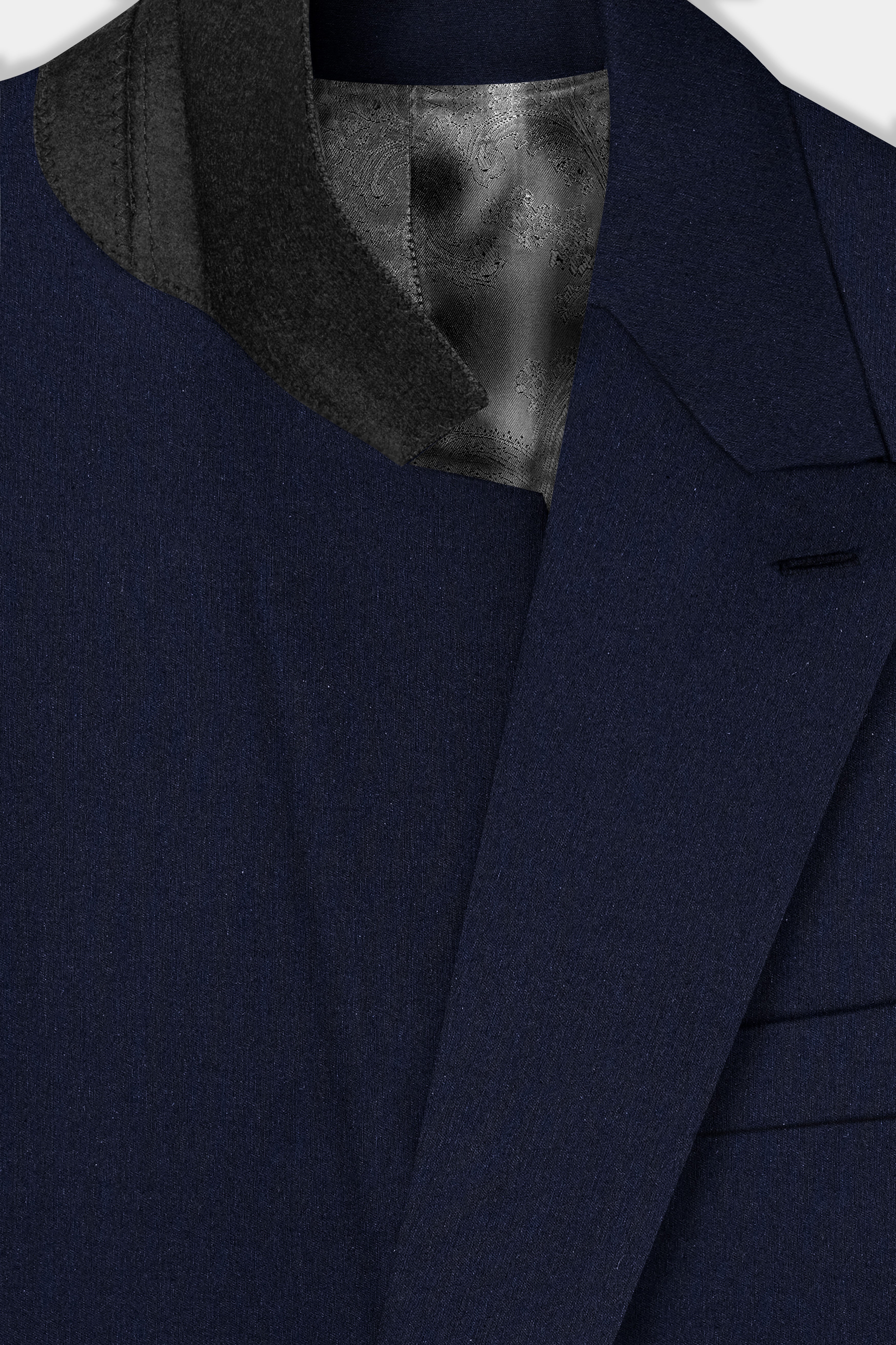 Navy Subtle Sheen Wool Blend Double Breasted Suit