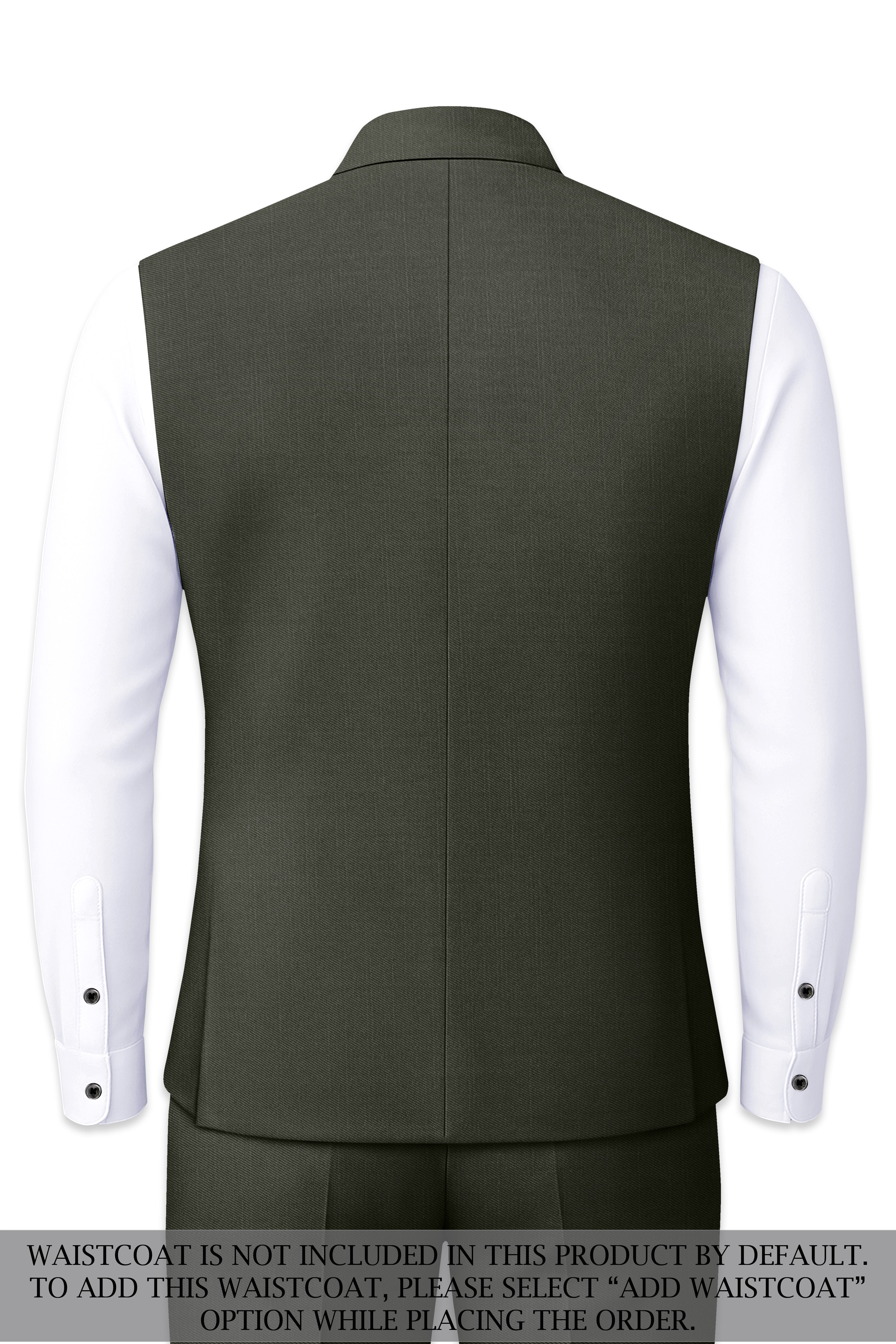 Verdant Majesty-Juniper Green Solid Wool Rich Bandhgala Slight Stretch Suit