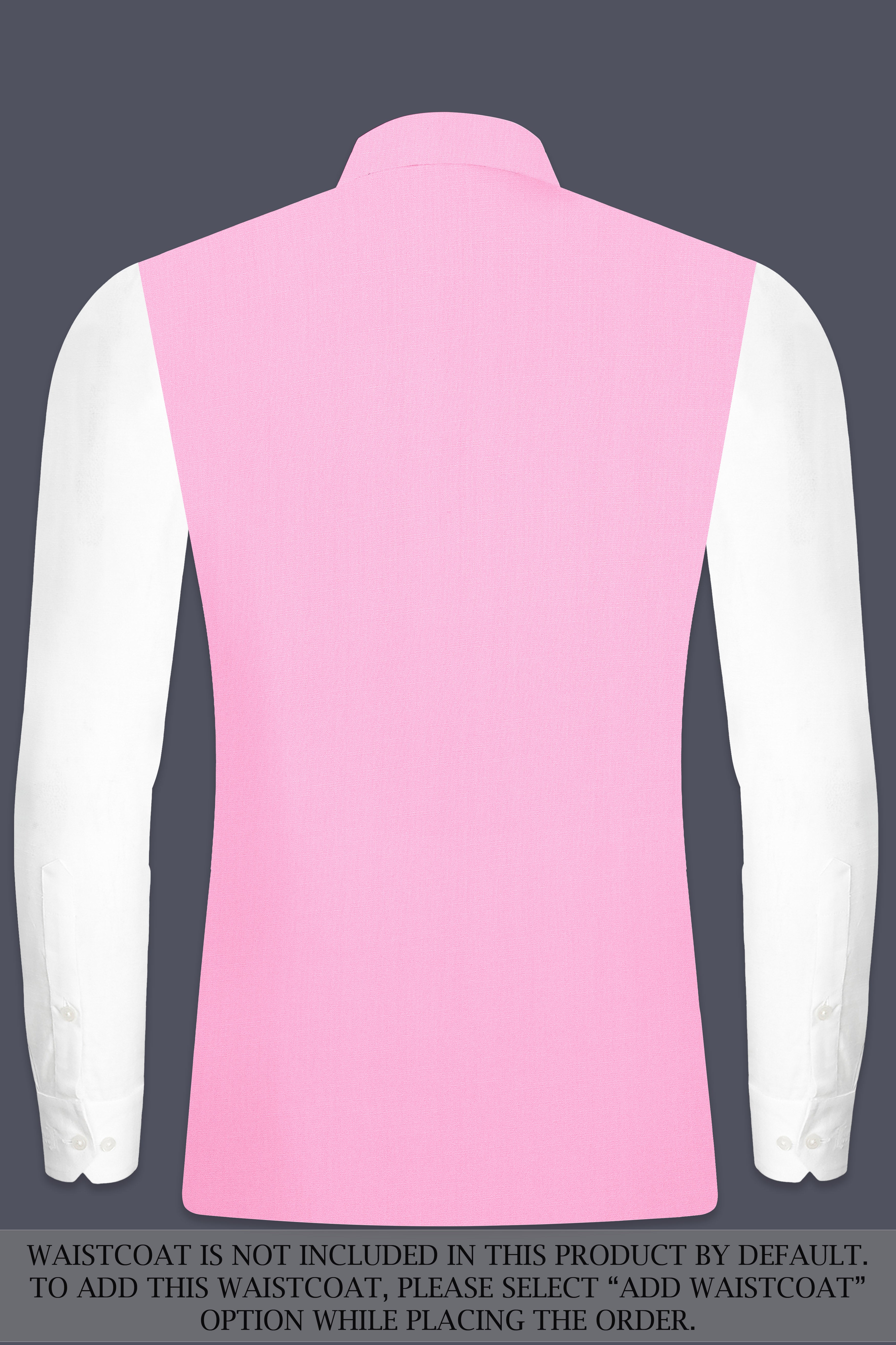 Rosé Reverie-Pestel Pink Solid Wool Rich Bandhgala Slight Stretch Suit