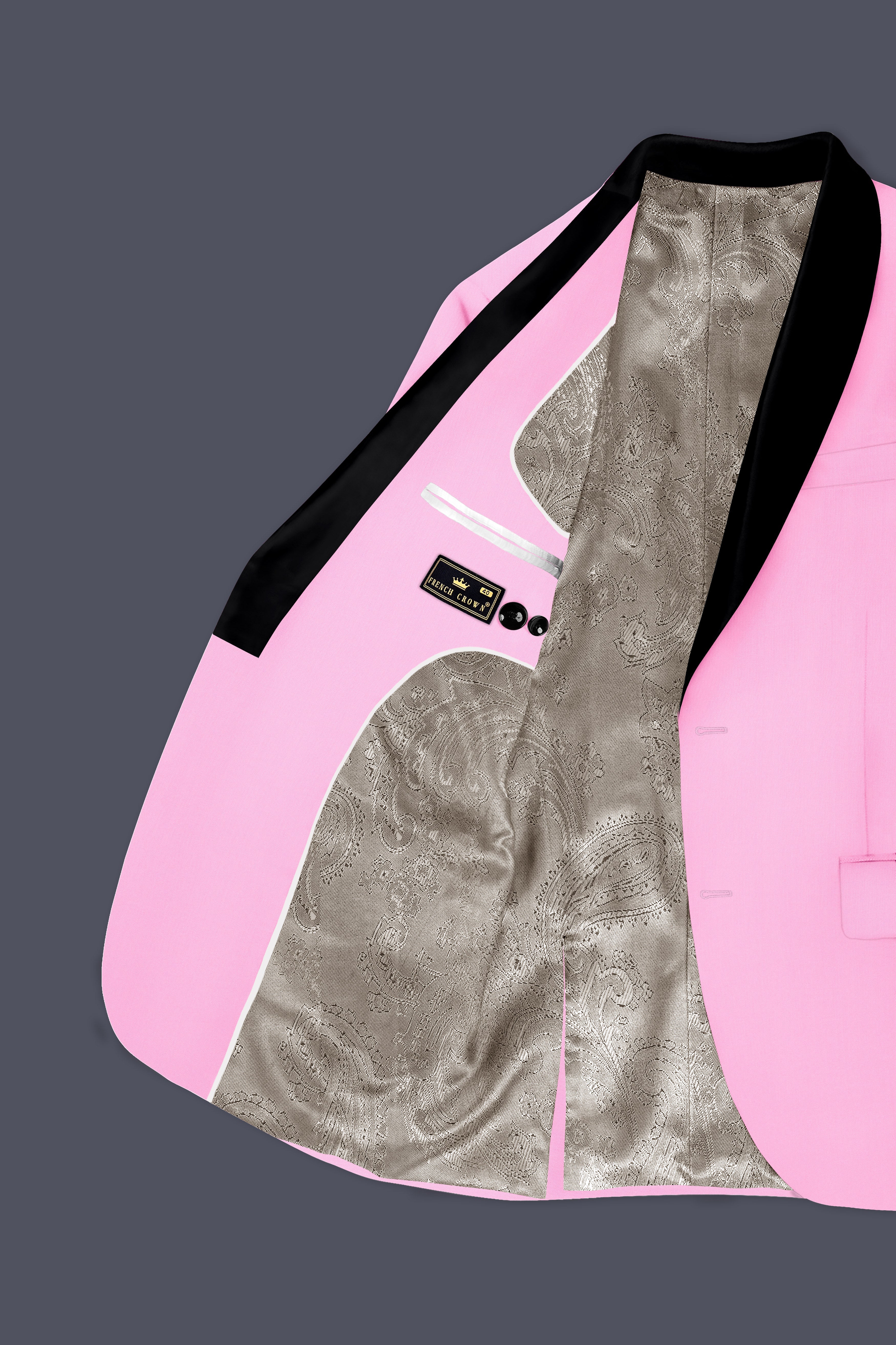 Rosé Reverie-Pestel Pink Solid Wool Rich Tuxedo Stretchable traveler Suit