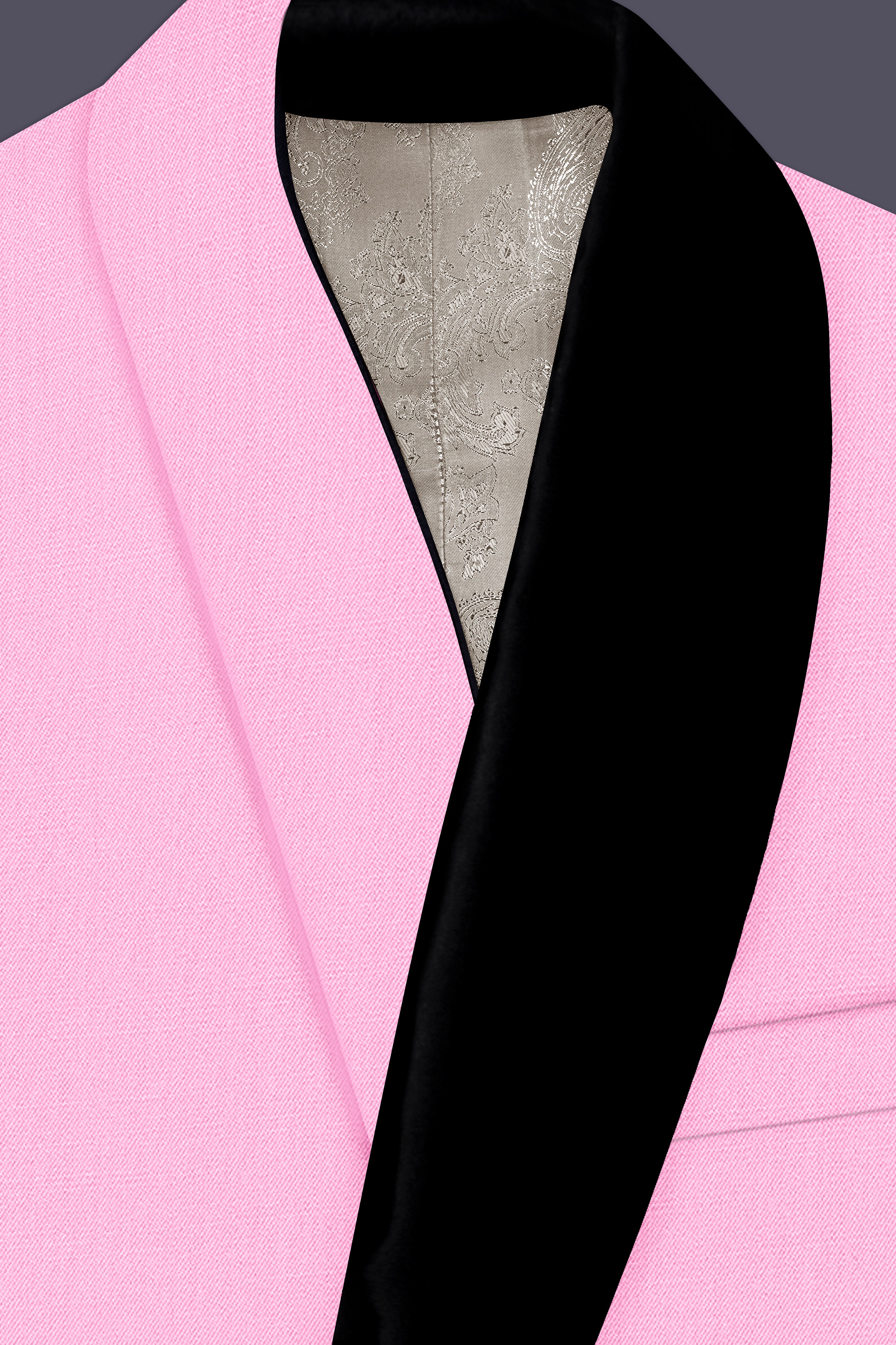 Rosé Reverie-Pestel Pink Solid Wool Rich Tuxedo Stretchable traveler Suit