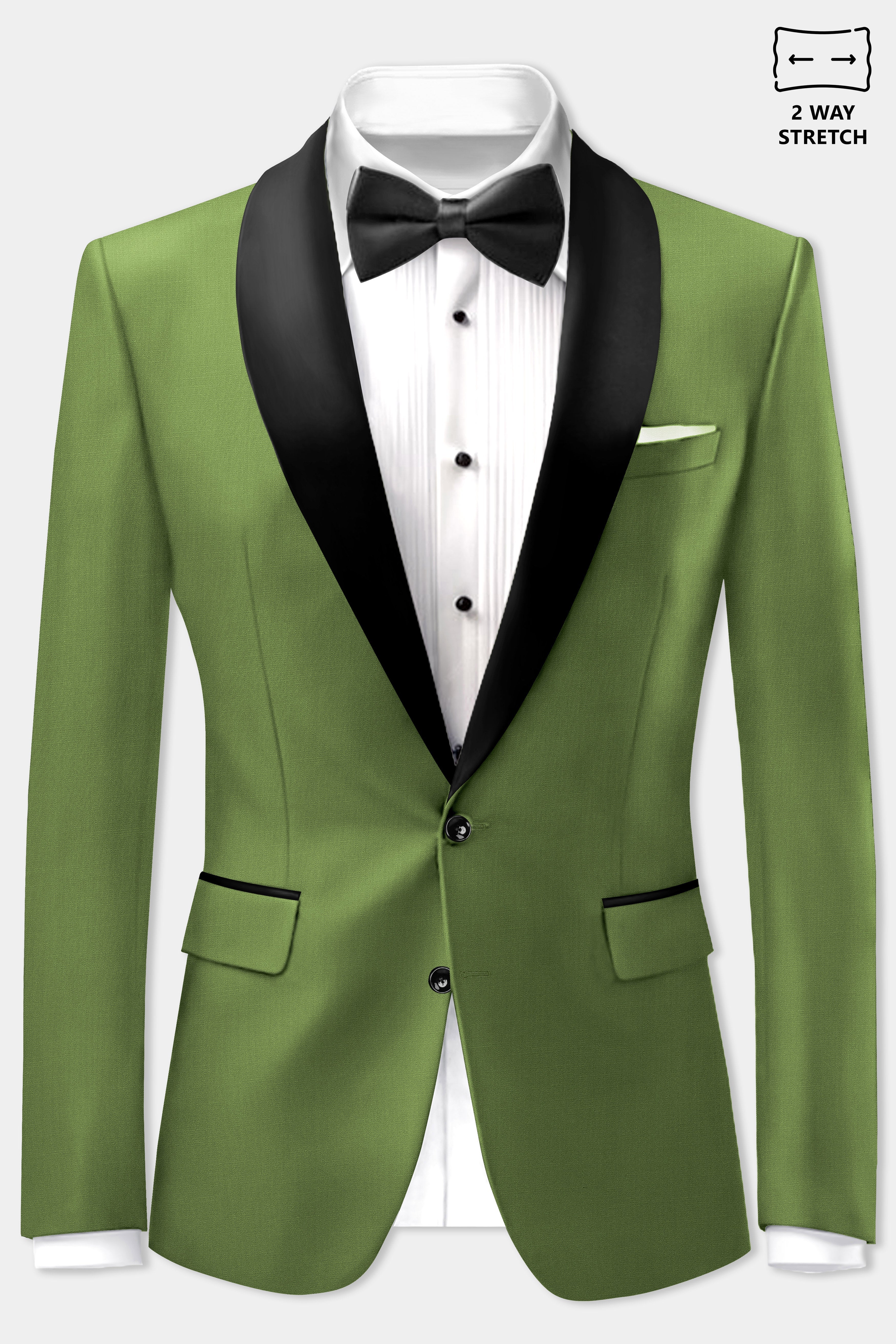Sage Regal-Dingley Green Solid Wool Rich Tuxedo Stretchable traveler Suit