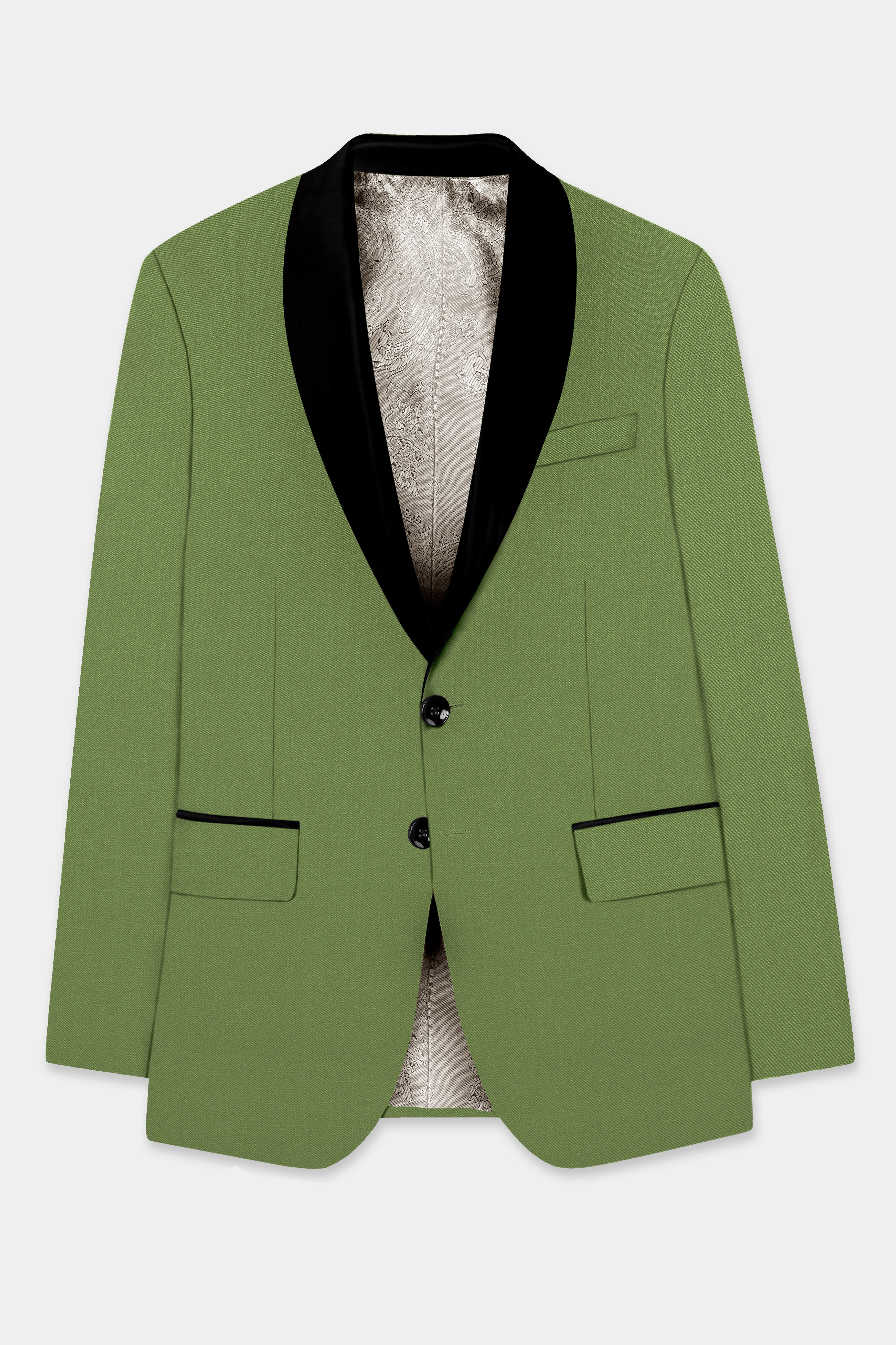 Sage Regal-Dingley Green Solid Wool Rich Tuxedo Stretchable traveler Suit