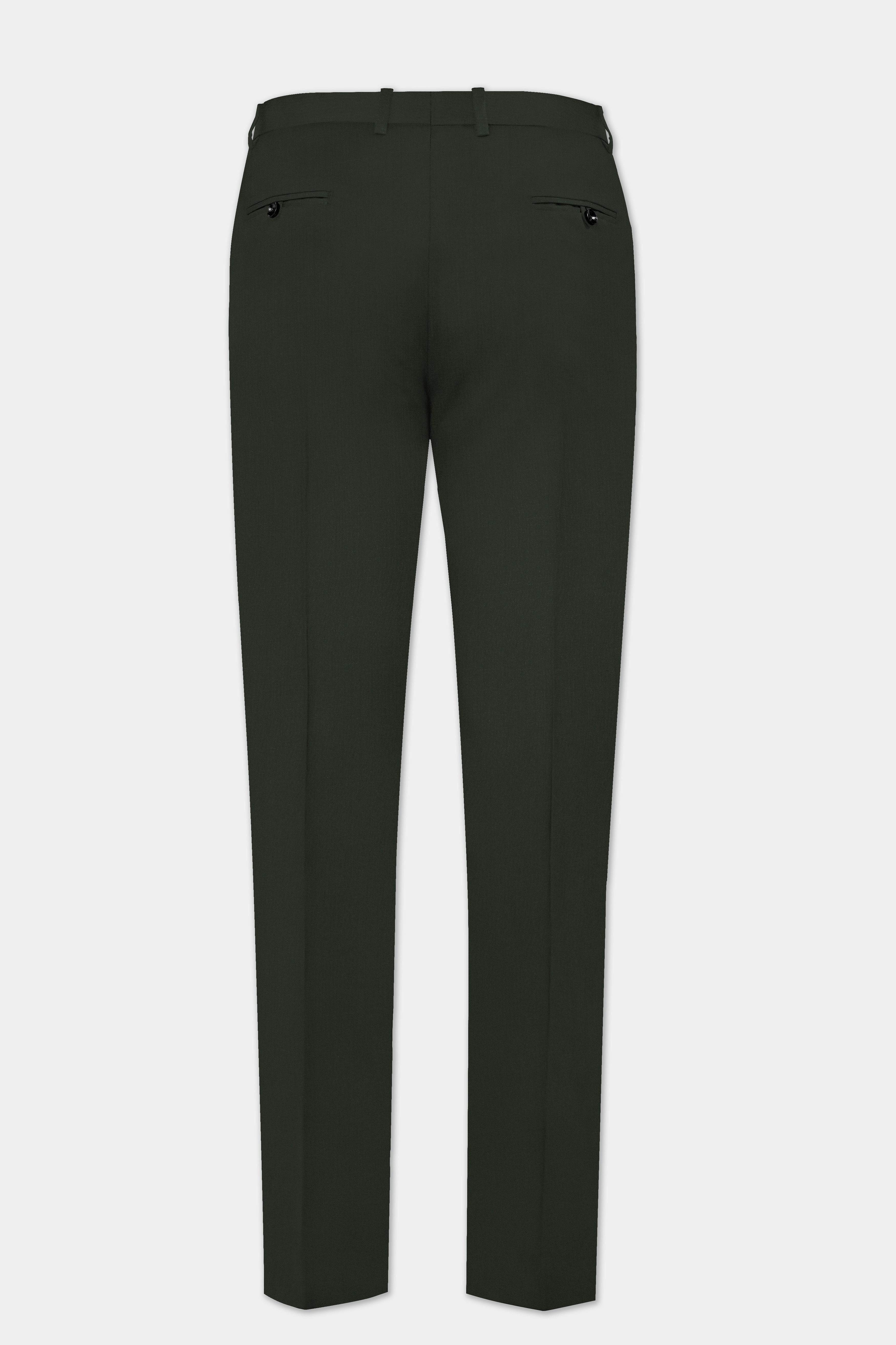 Verdant Majesty-Juniper Green Solid Wool Rich Peak Lapel Tuxedo Stretchable traveler Suit