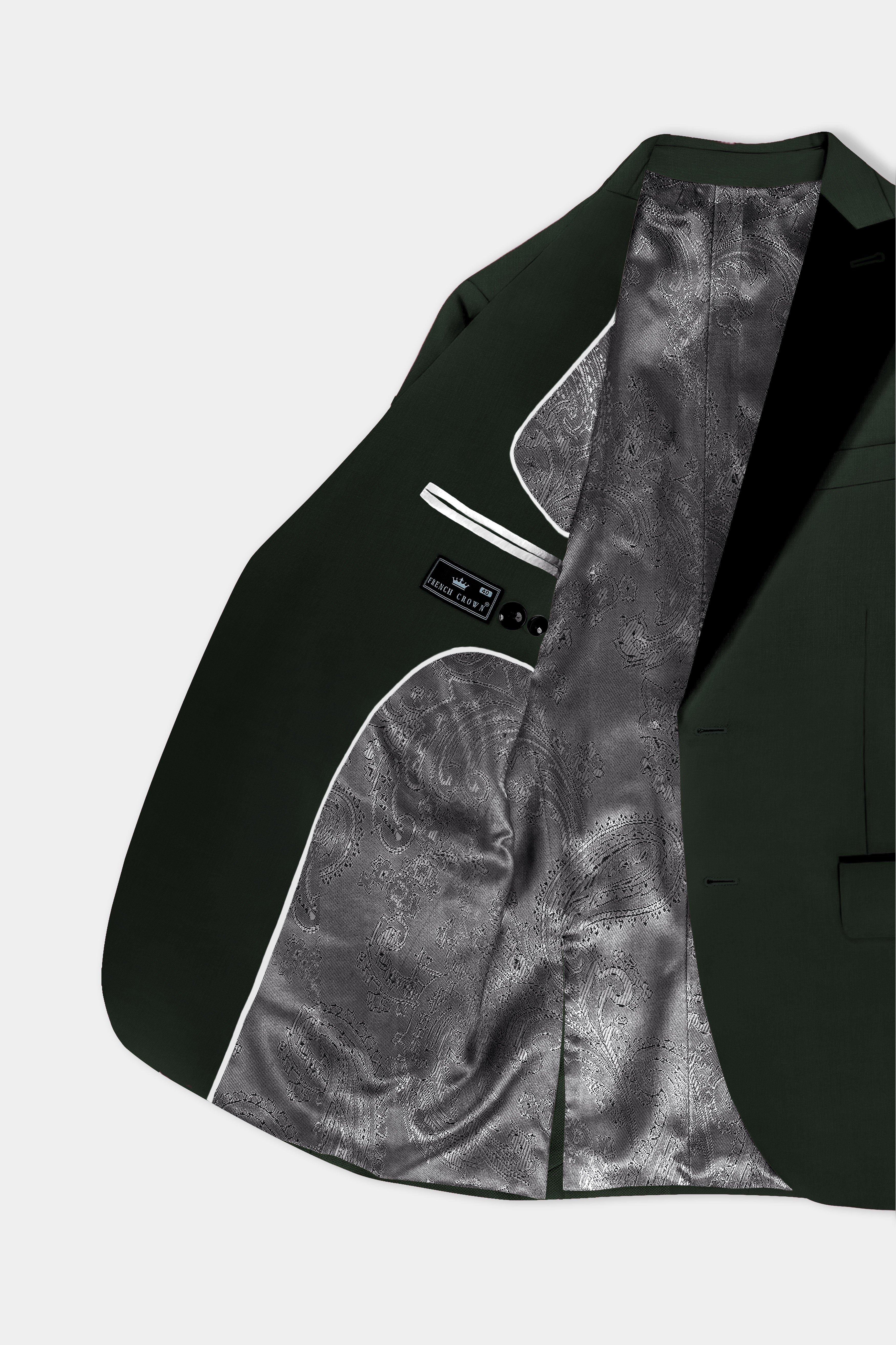 Verdant Majesty-Juniper Green Solid Wool Rich Peak Lapel Tuxedo Stretchable traveler Suit