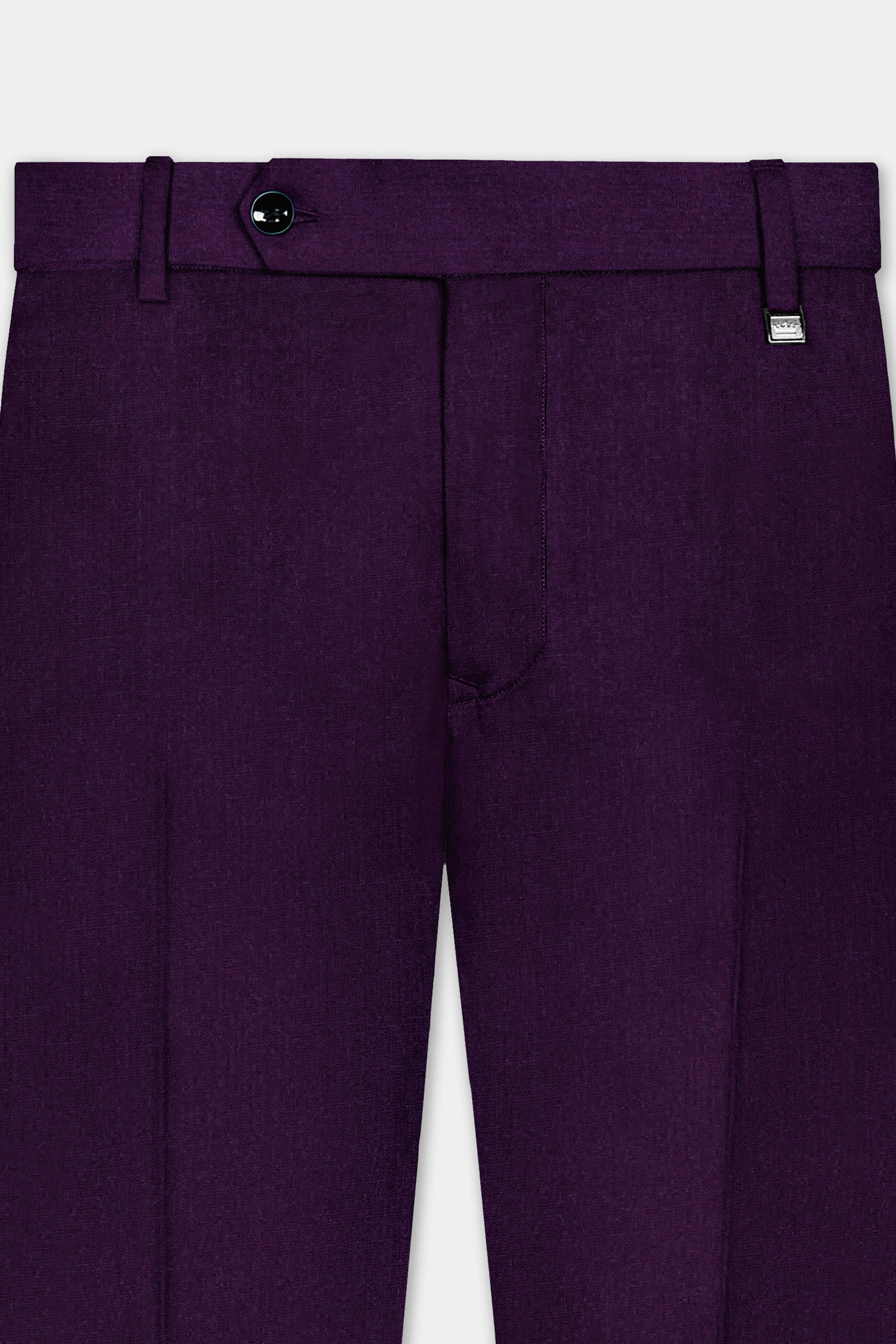 Regal Plum-Eggplant Purple Solid Wool Rich Peak Lapel Tuxedo Stretchable traveler Suit