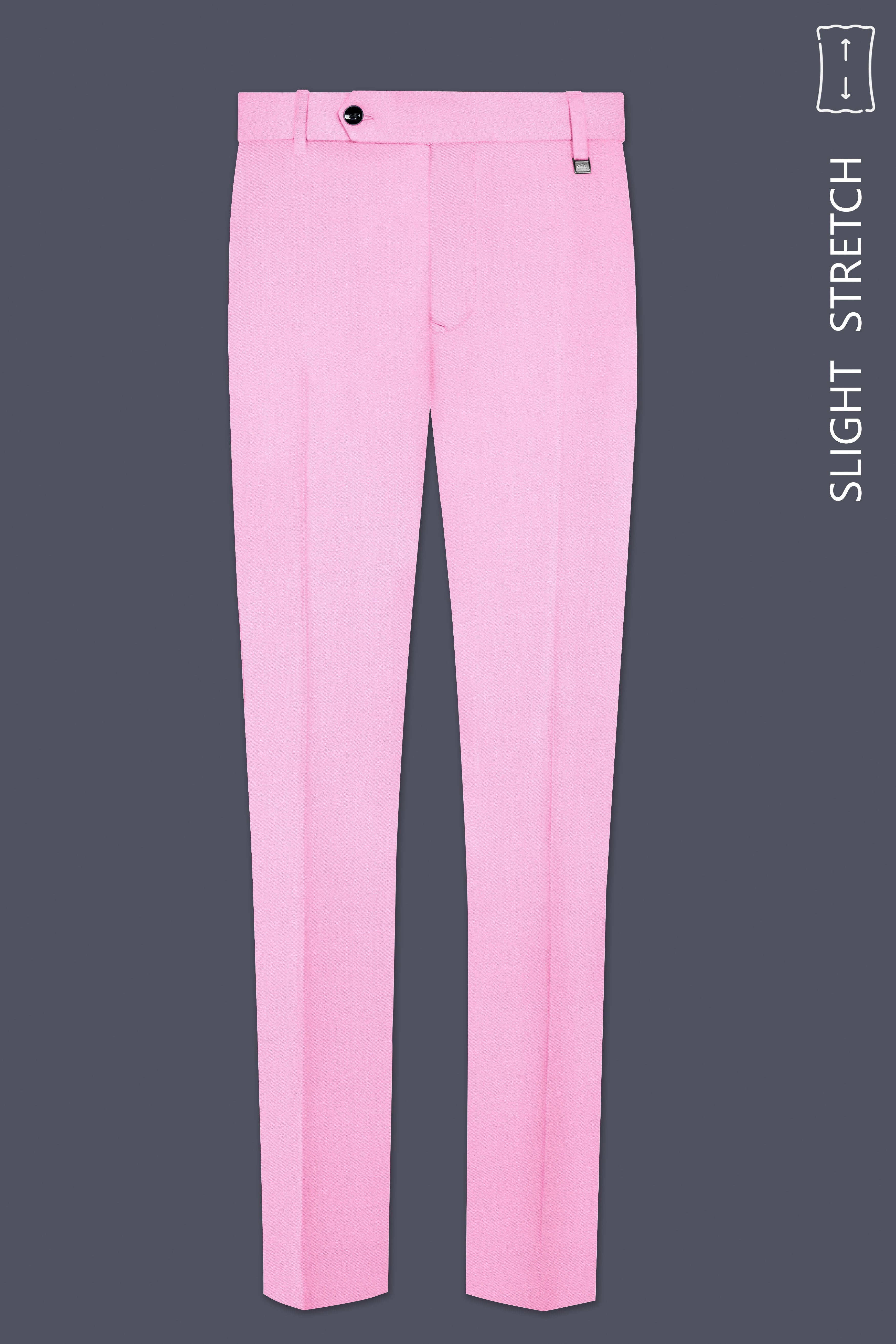 Rosé Reverie-Pestel Pink Solid Wool Rich Peak Lapel Tuxedo Slight Stretch Suit