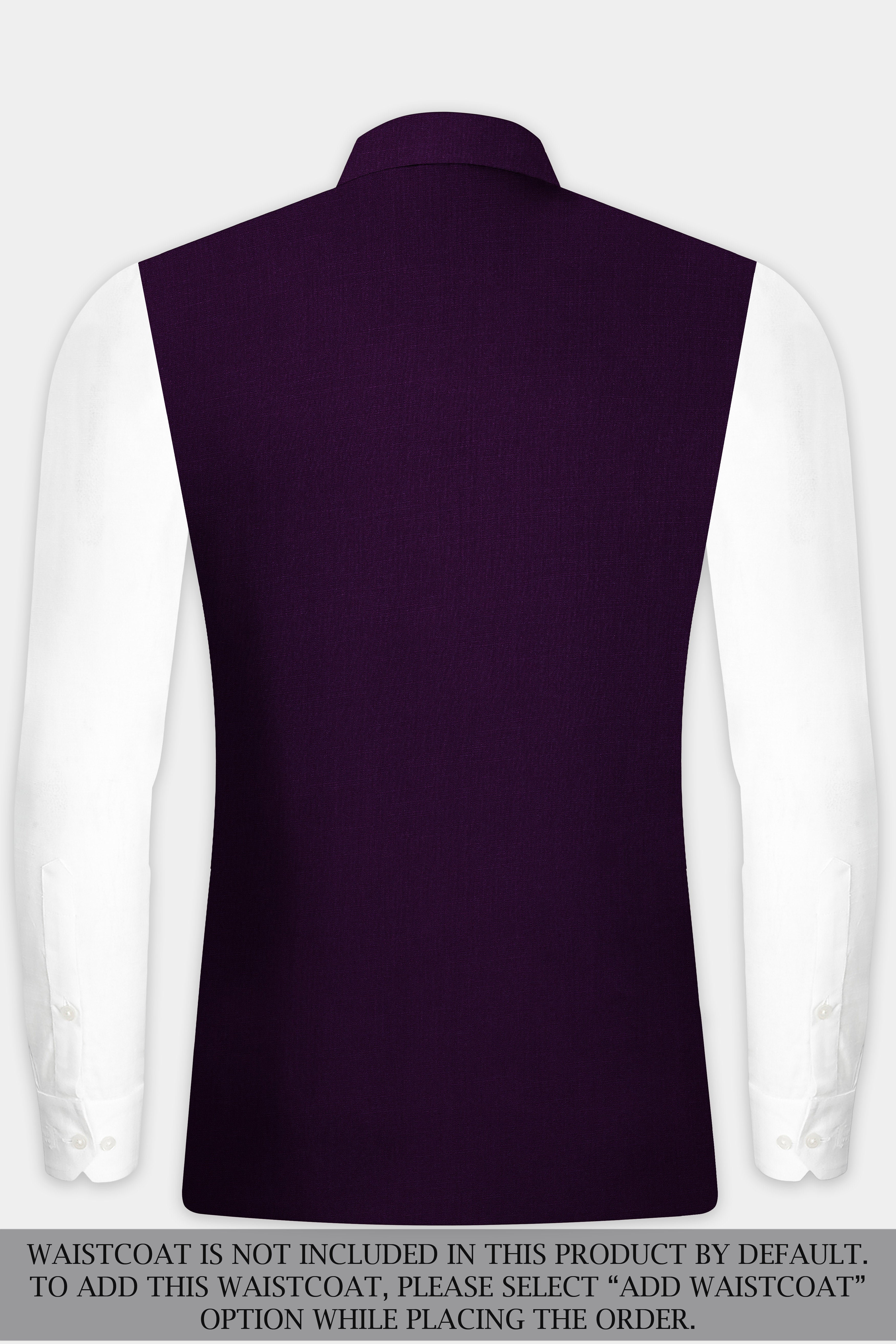 Regal Plum-Eggplant Purple Solid Wool Rich Cross Placket Bandhgala Stretchable traveler Suit