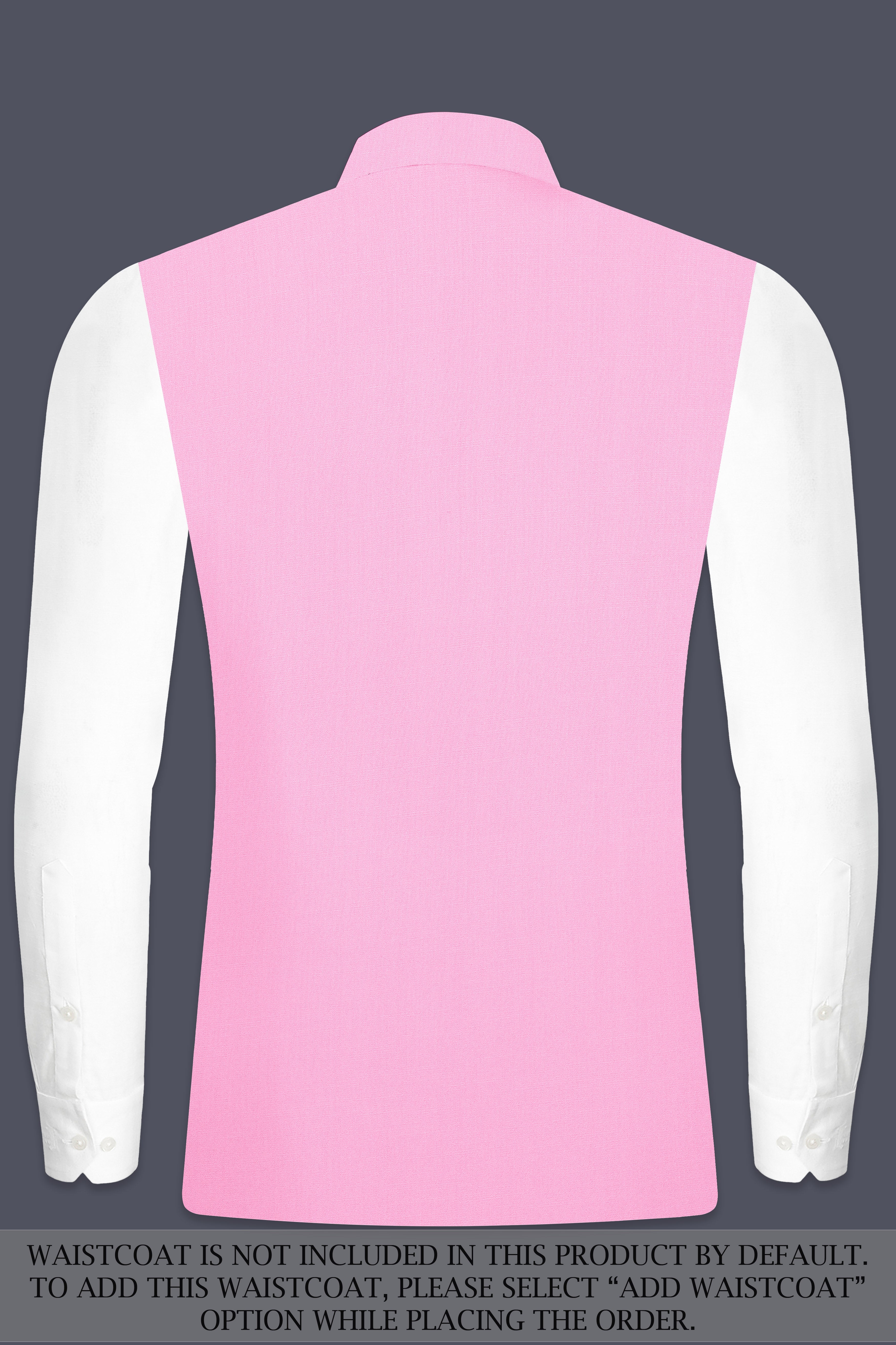 Rosé Reverie-Pestel Pink Solid Wool Rich Cross Placket Bandhgala Stretchable traveler Suit