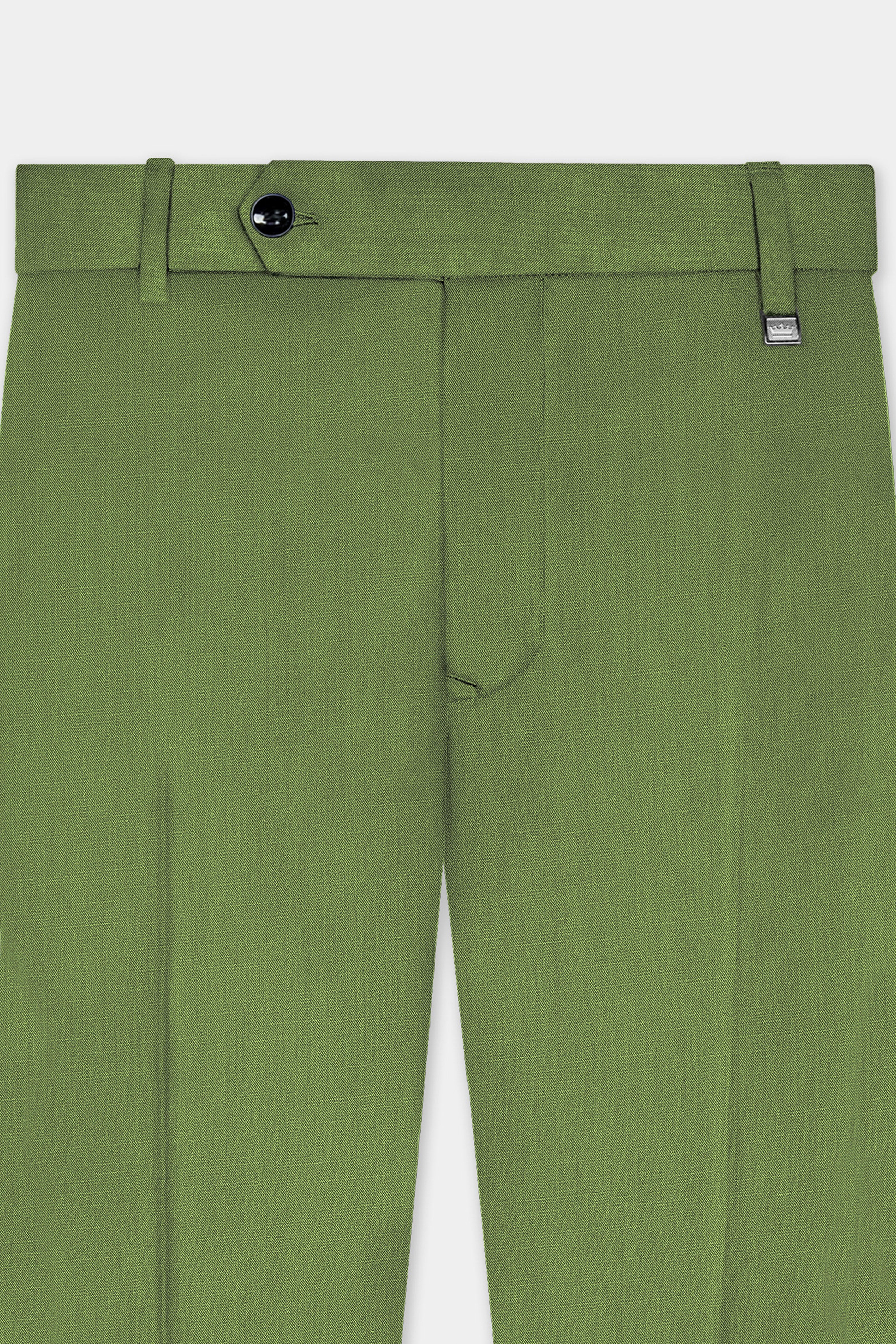 Sage Regal-Dingley Green Solid Wool Rich Cross Placket Bandhgala Stretchable traveler Suit