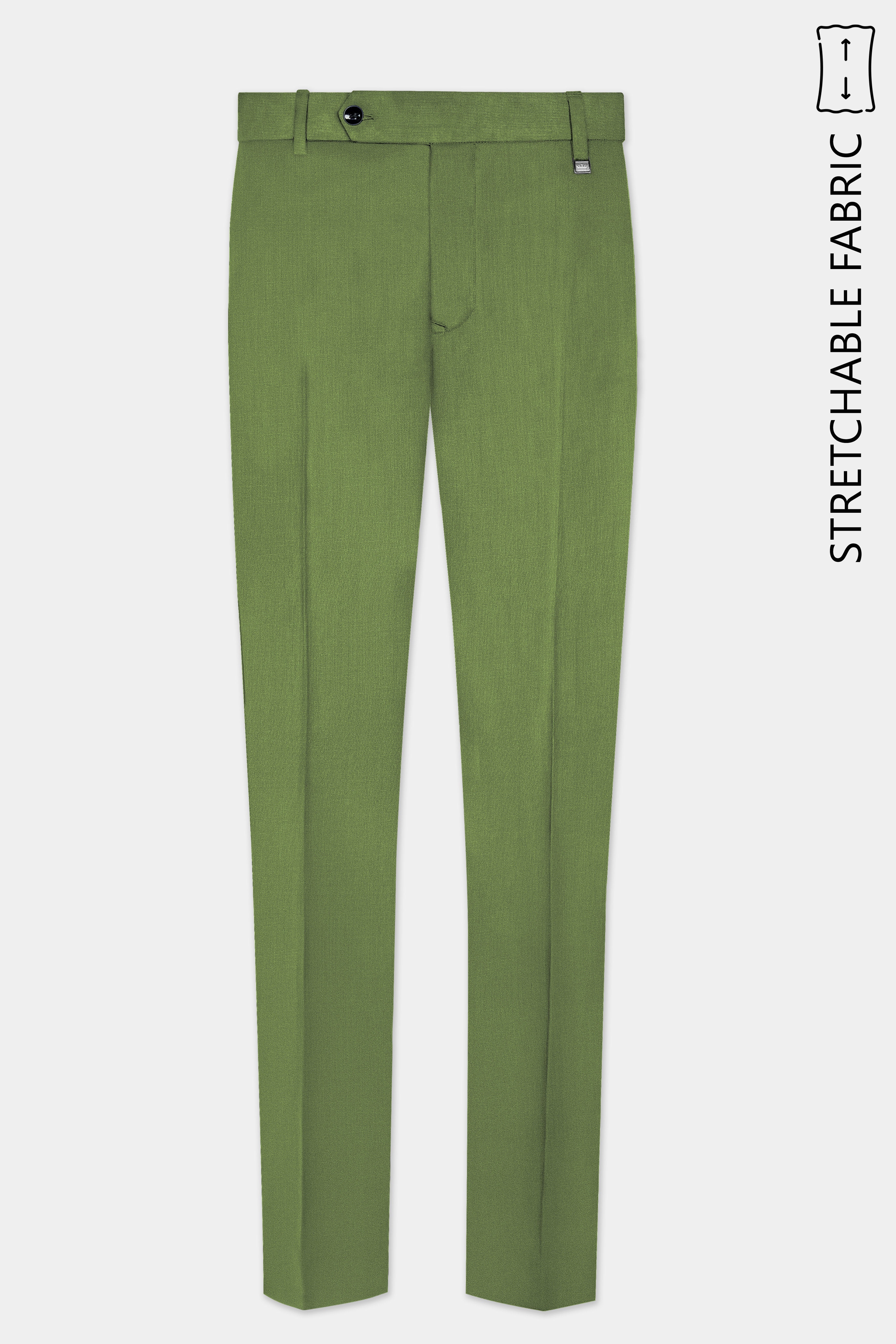 Sage Regal-Dingley Green Solid Wool Rich Cross Placket Bandhgala Stretchable traveler Suit