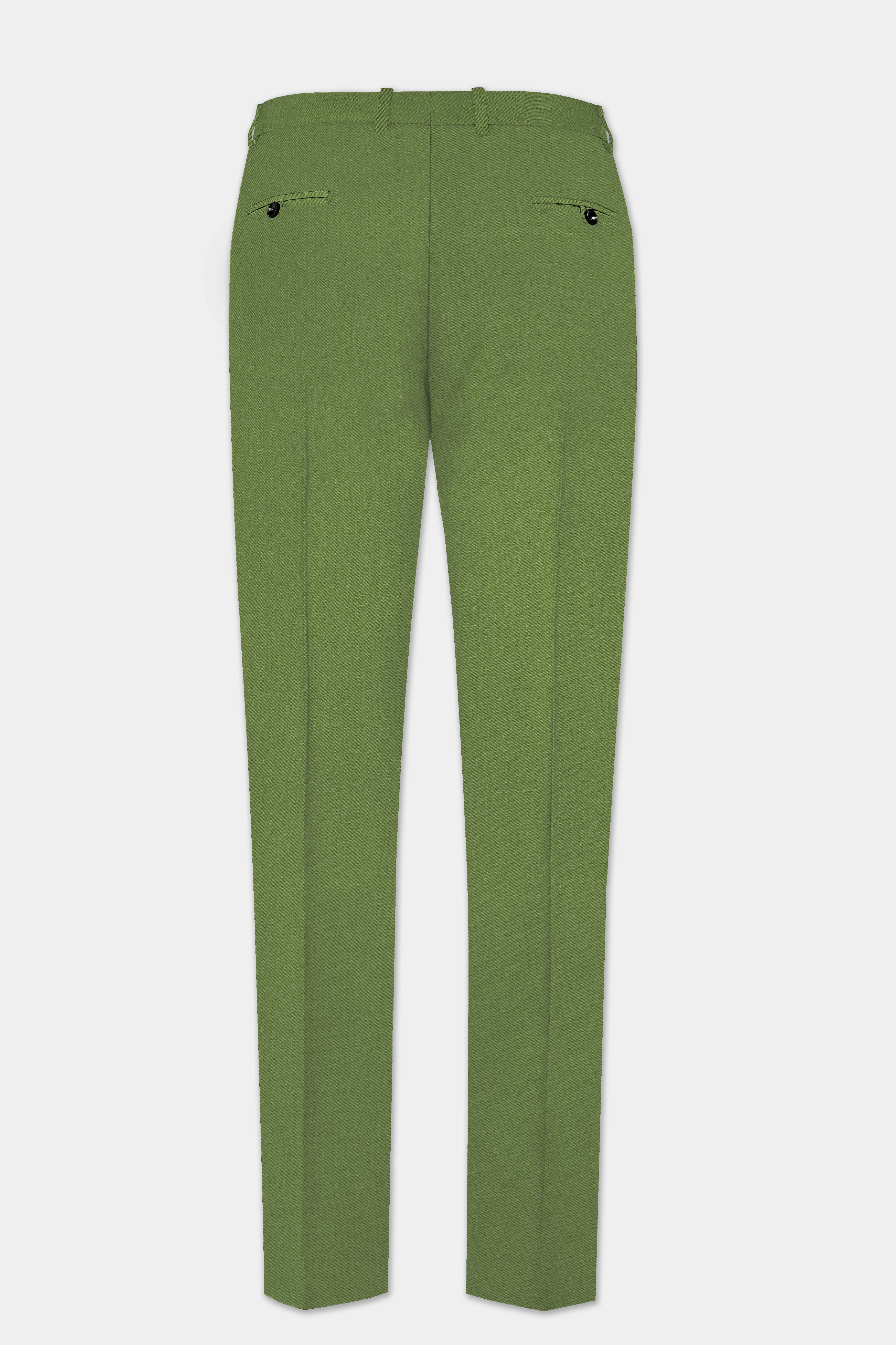 Sage Regal-Dingley Green Solid Wool Rich Cross Placket Bandhgala Stretchable traveler Suit