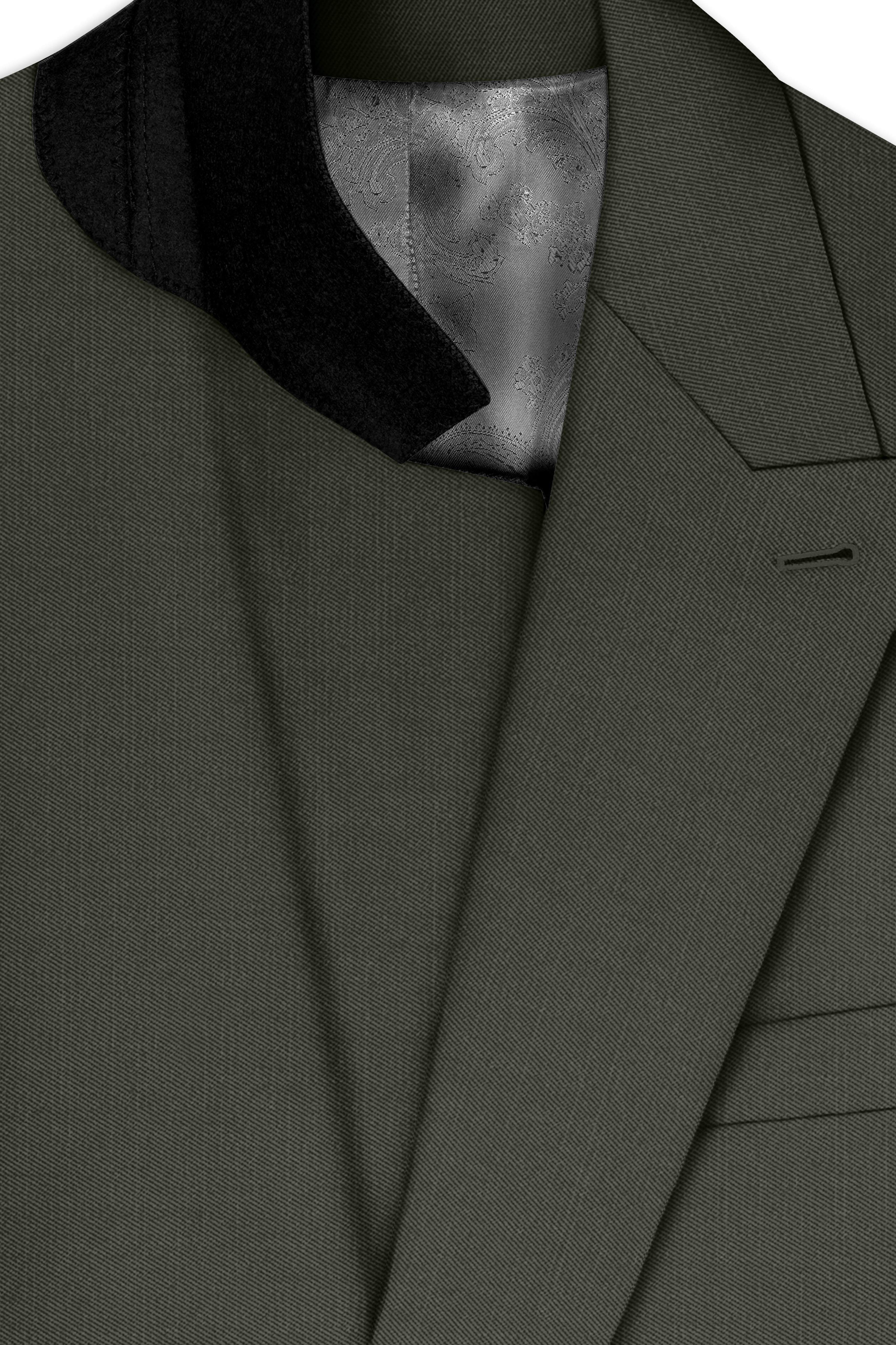 Verdant Majesty-Juniper Green Solid Wool Rich Double Breasted Slight Stretch Suit