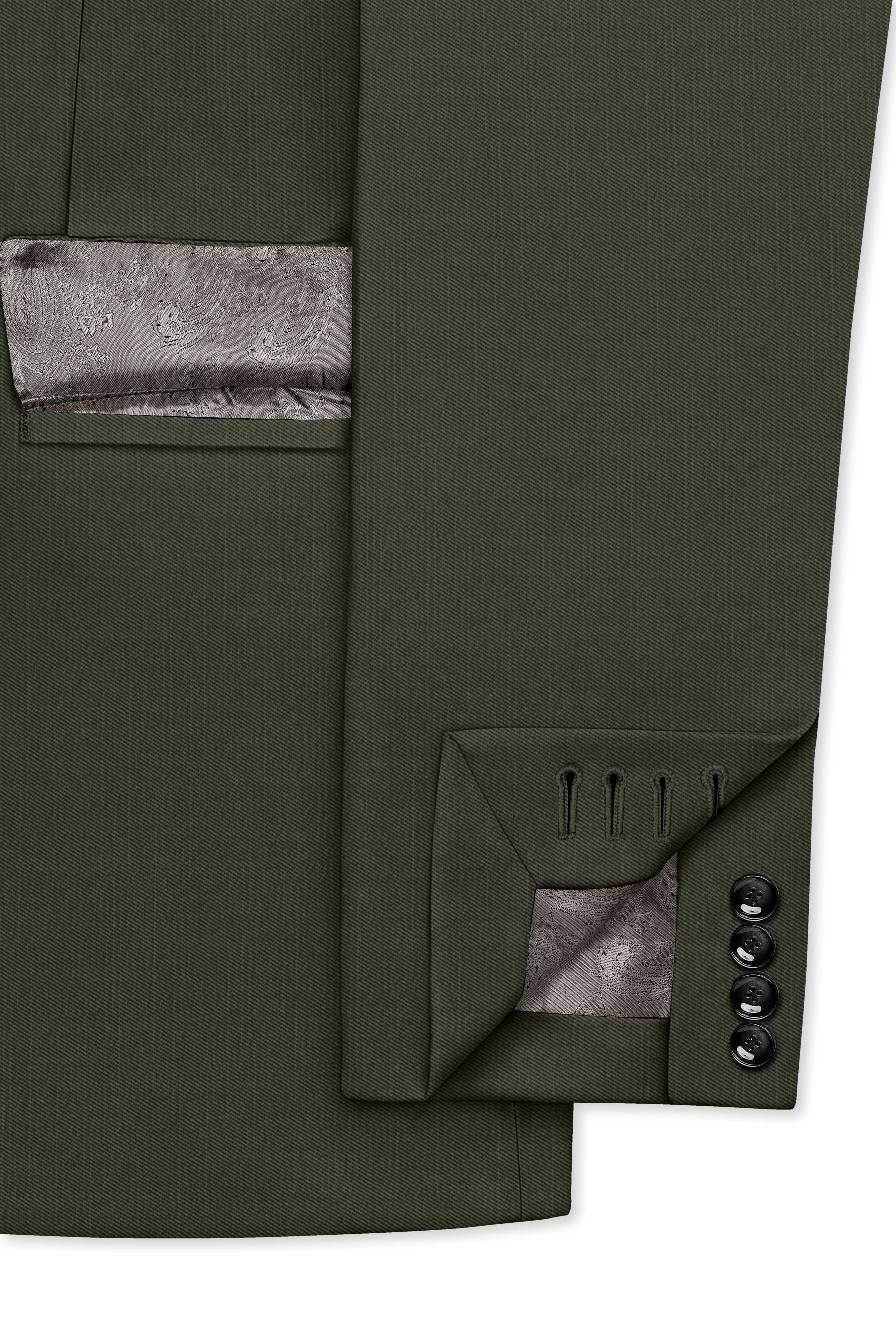 Verdant Majesty-Juniper Green Solid Wool Rich Double Breasted Slight Stretch Suit