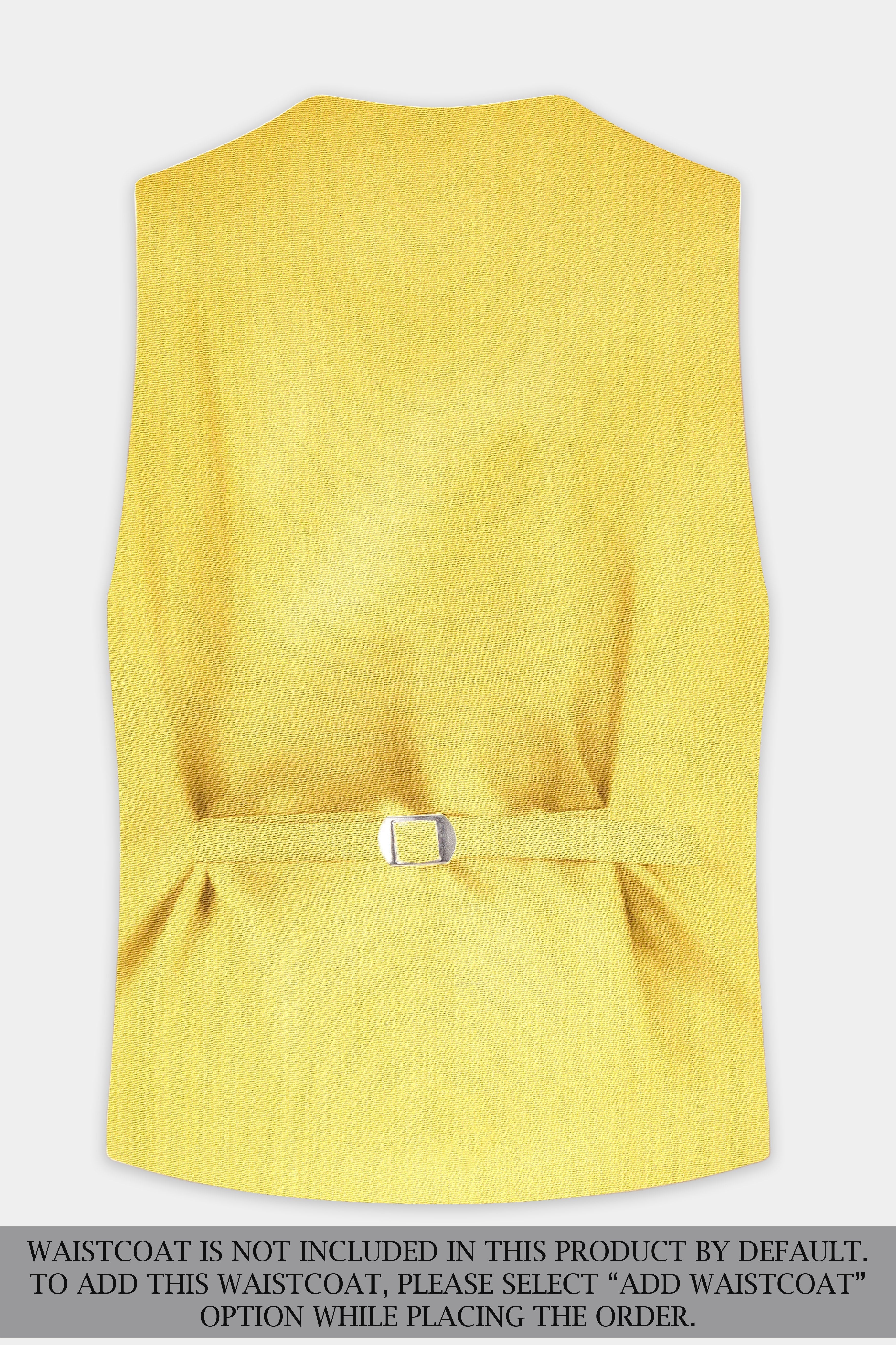 Saffron Elegance-Lemon Yellow Solid Wool Rich Double Breasted Stretchable traveler Suit