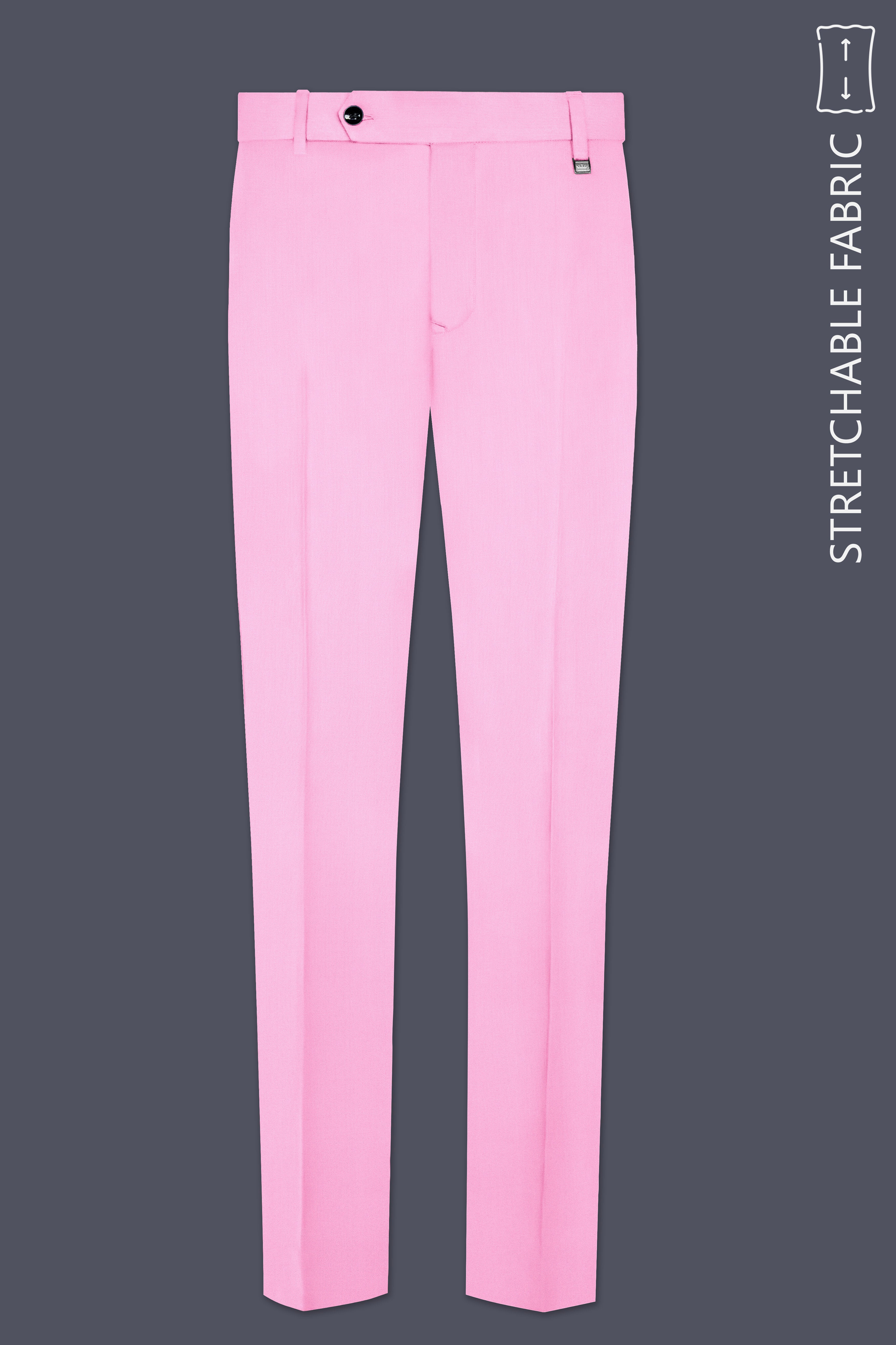 Rosé Reverie-Pestel Pink Solid Wool Rich Double Breasted Stretchable traveler Suit