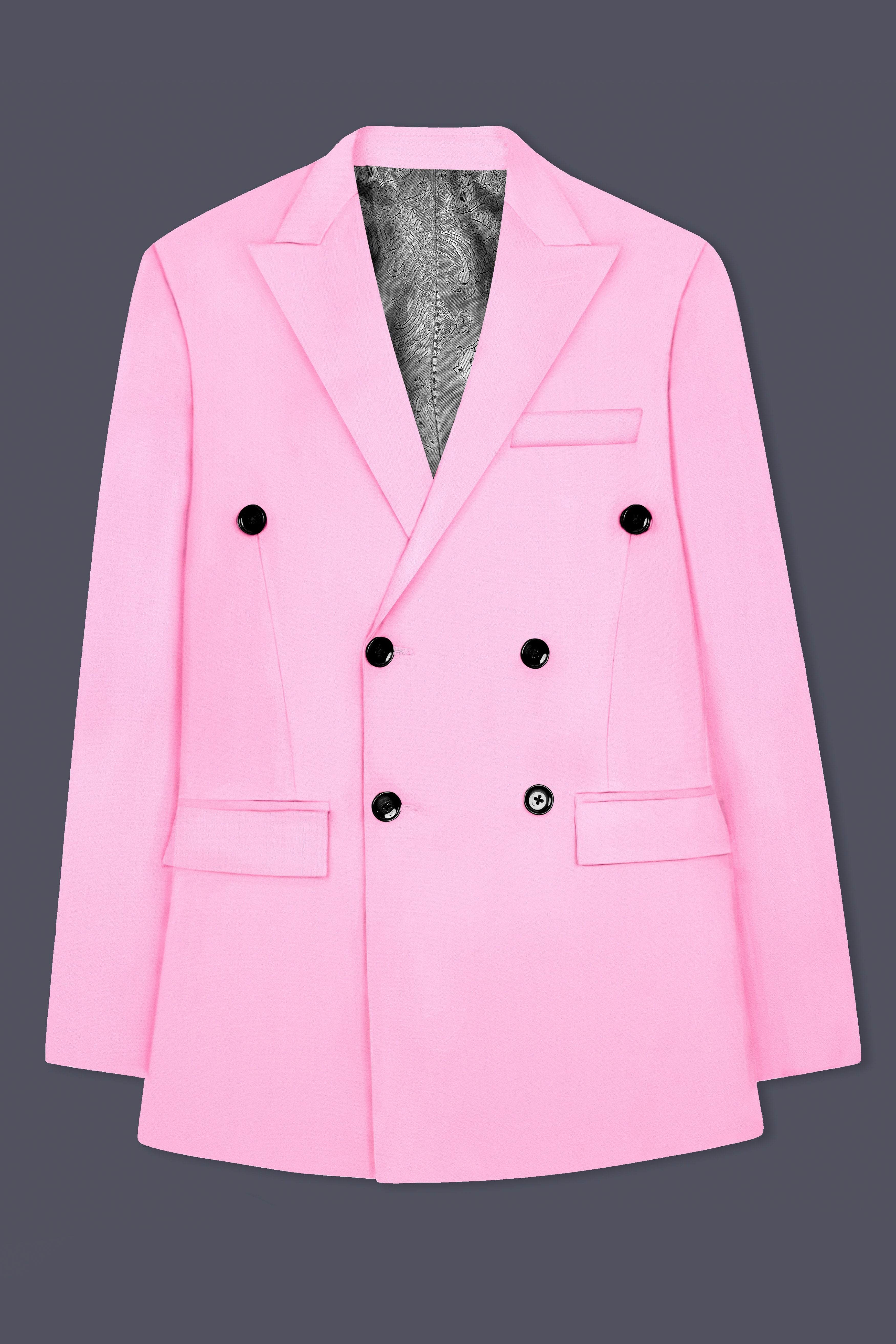 Rosé Reverie-Pestel Pink Solid Wool Rich Double Breasted Stretchable traveler Suit