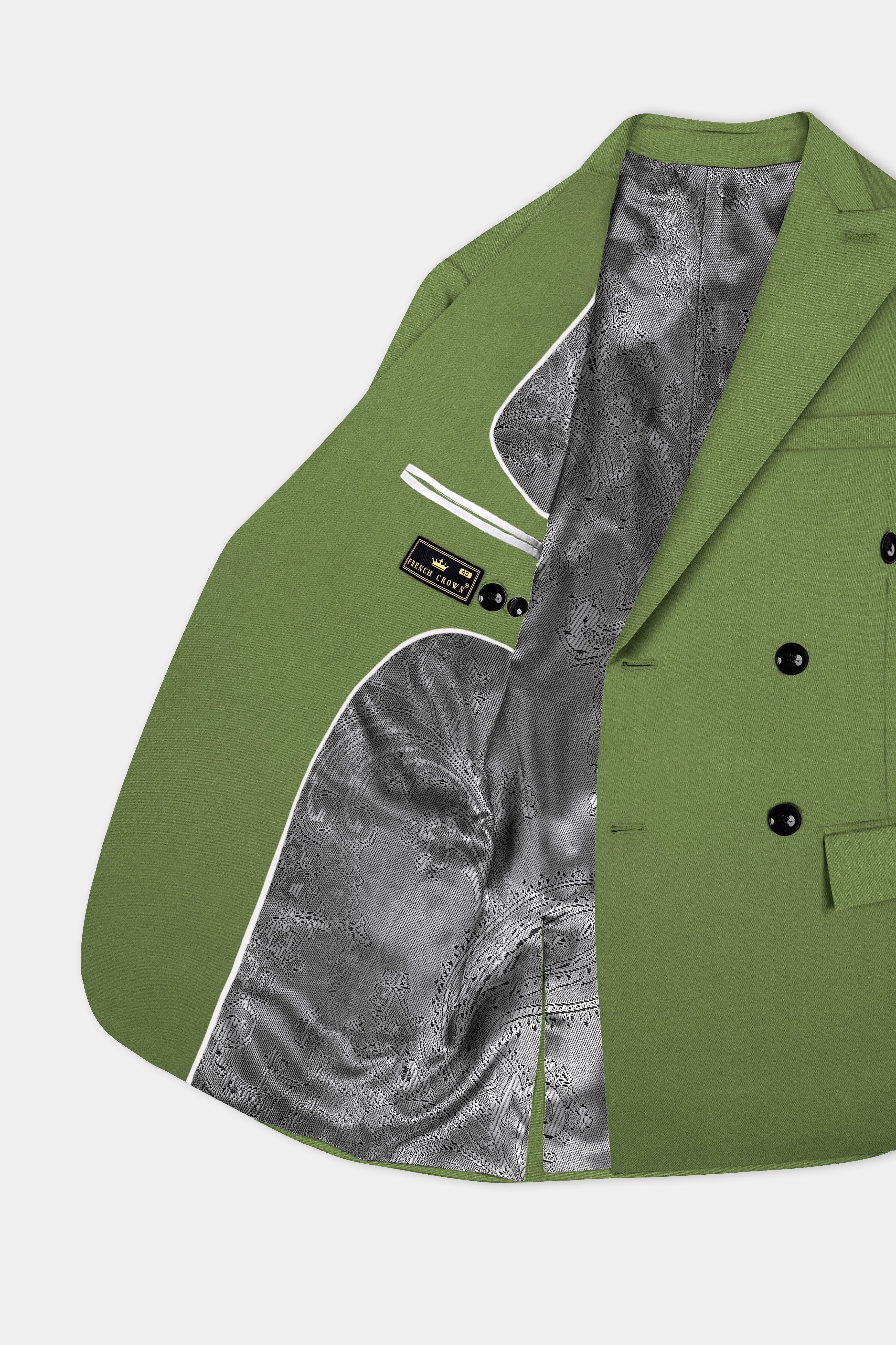 Sage Regal-Dingley Green Solid Wool Rich Double Breasted Slight Stretch Suit