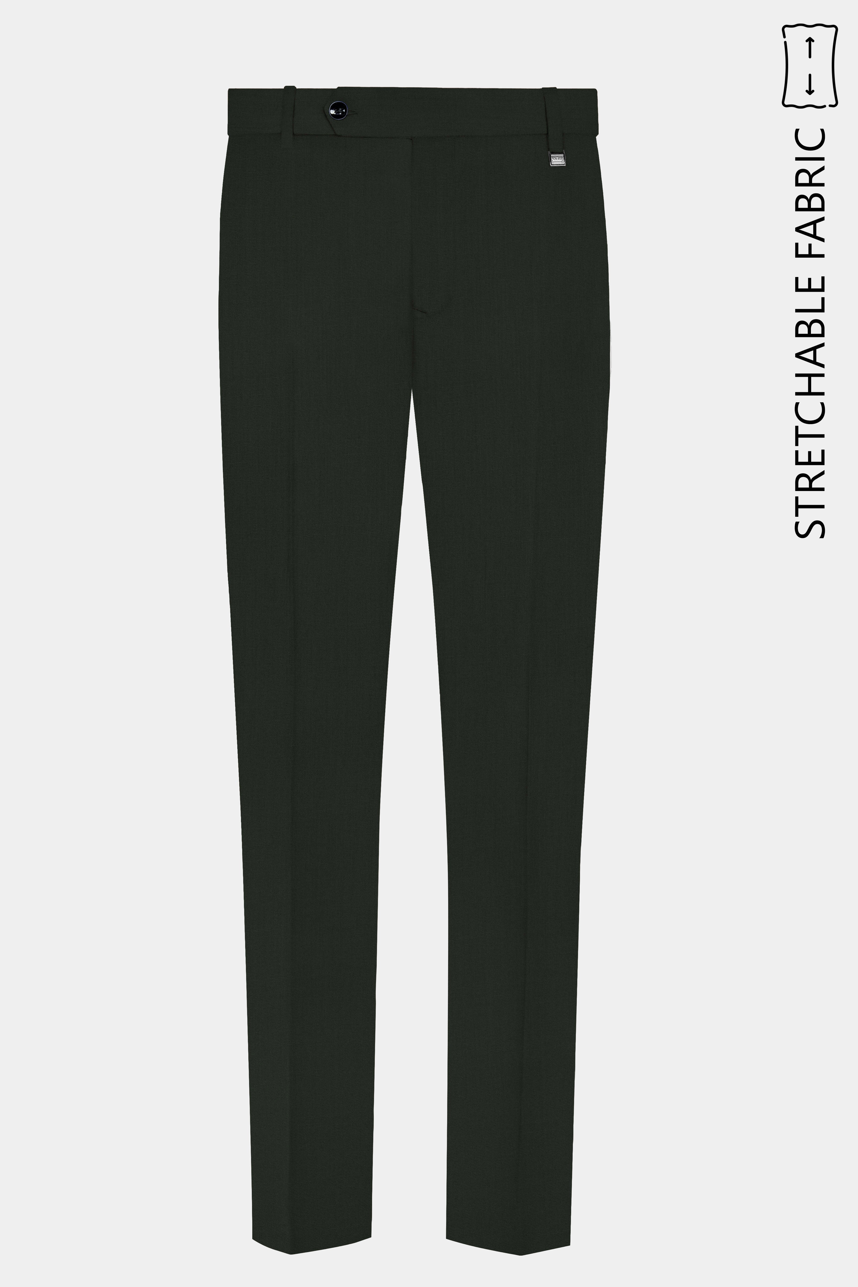 Verdant Majesty-Juniper Green Solid Wool Rich Single Breasted Stretchable traveler Suit