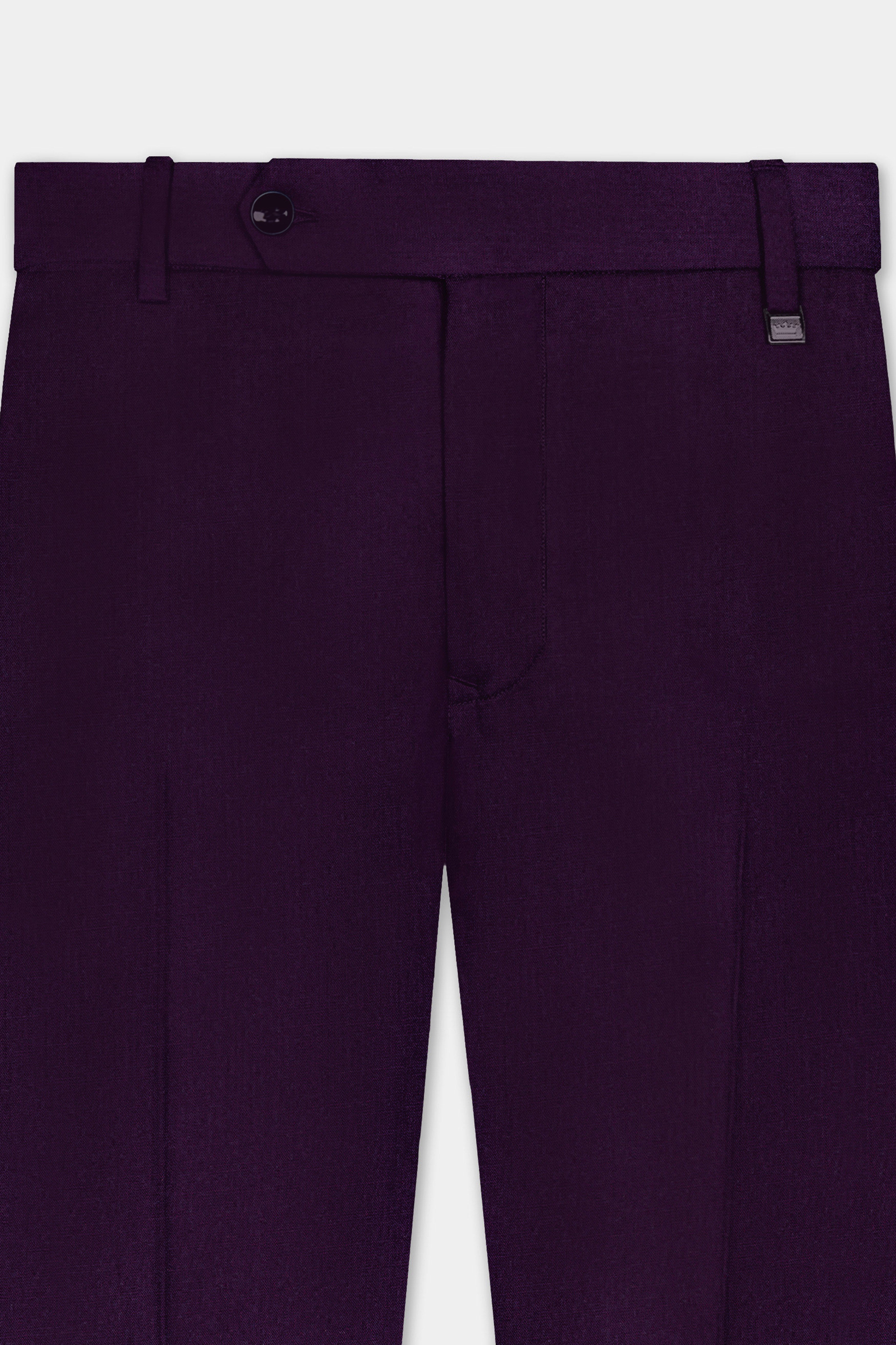 Regal Plum-Eggplant Purple Solid Wool Rich Single Breasted Stretchable traveler Suit