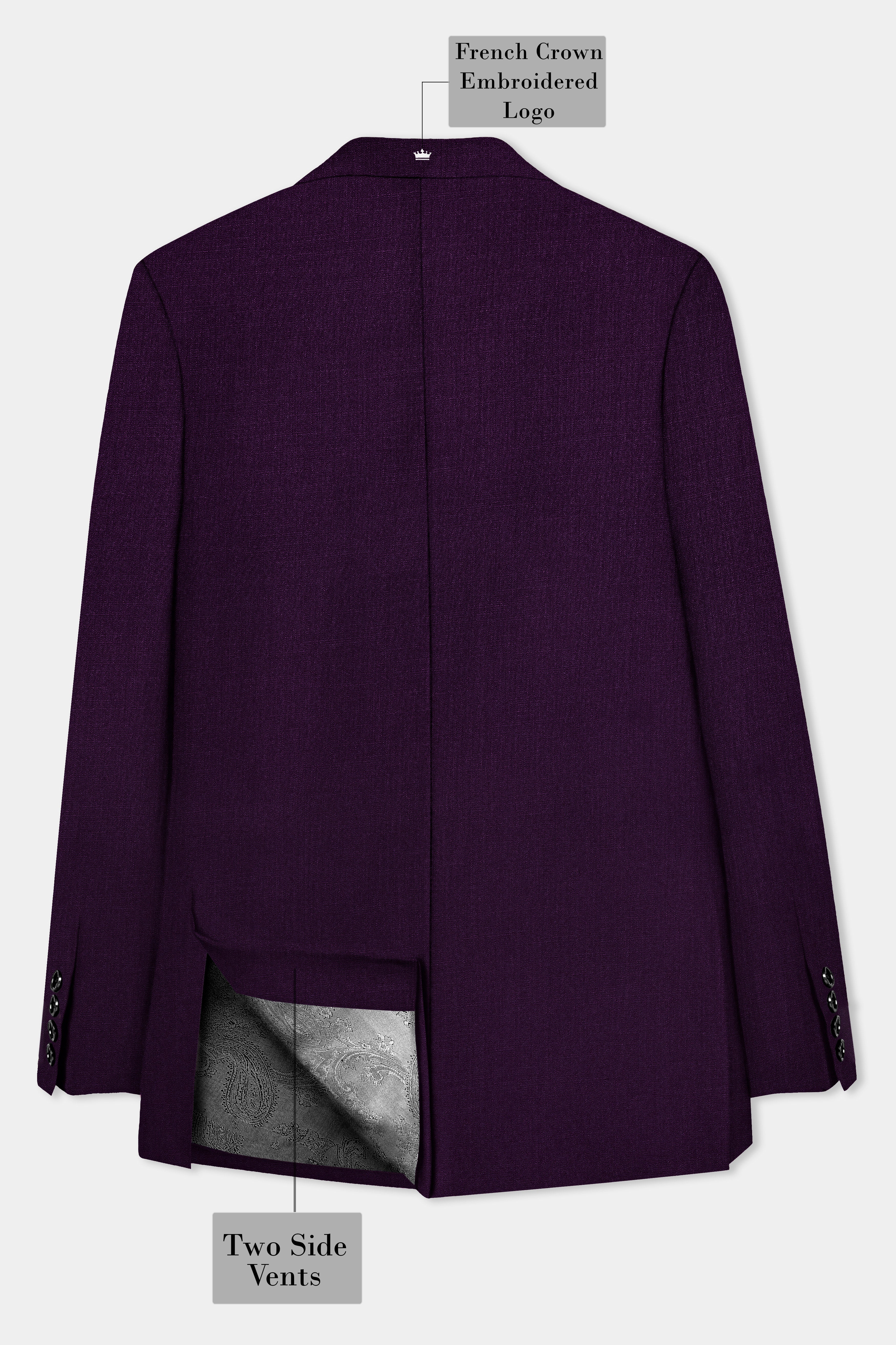 Regal Plum-Eggplant Purple Solid Wool Rich Single Breasted Stretchable traveler Suit