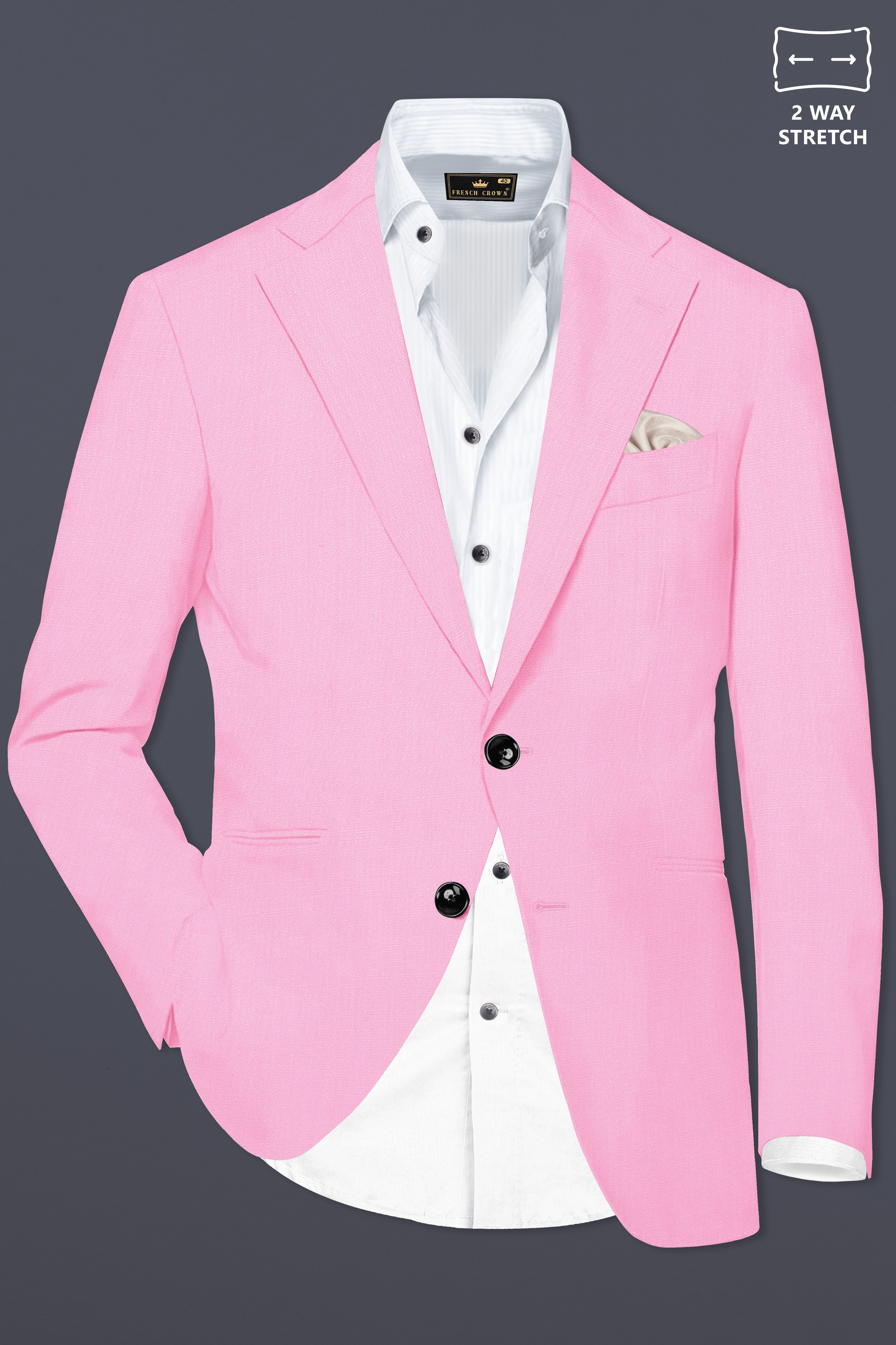 Rosé Reverie-Pestel Pink Solid Wool Rich Single Breasted Stretchable traveler Suit
