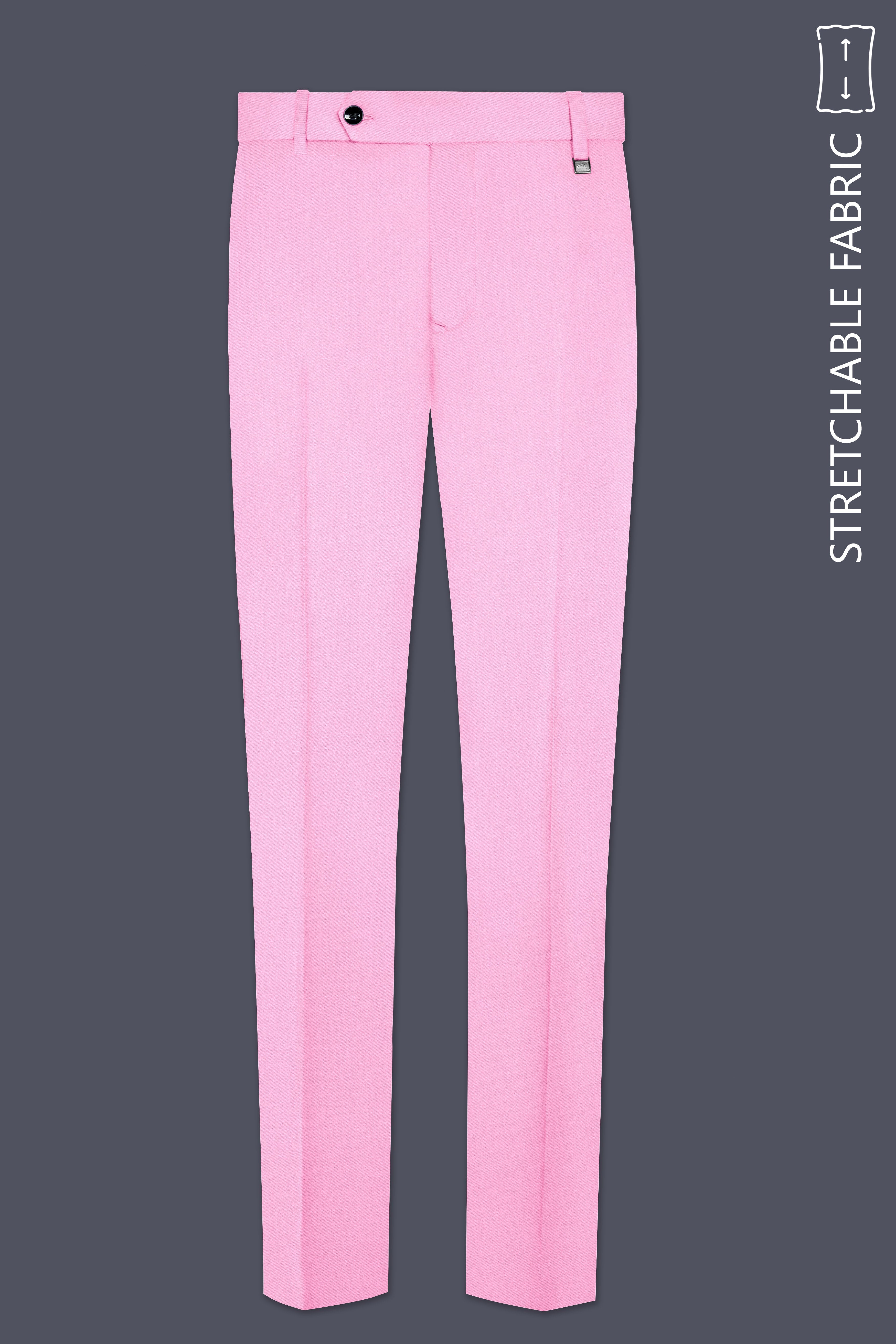 Rosé Reverie-Pestel Pink Solid Wool Rich Single Breasted Stretchable traveler Suit