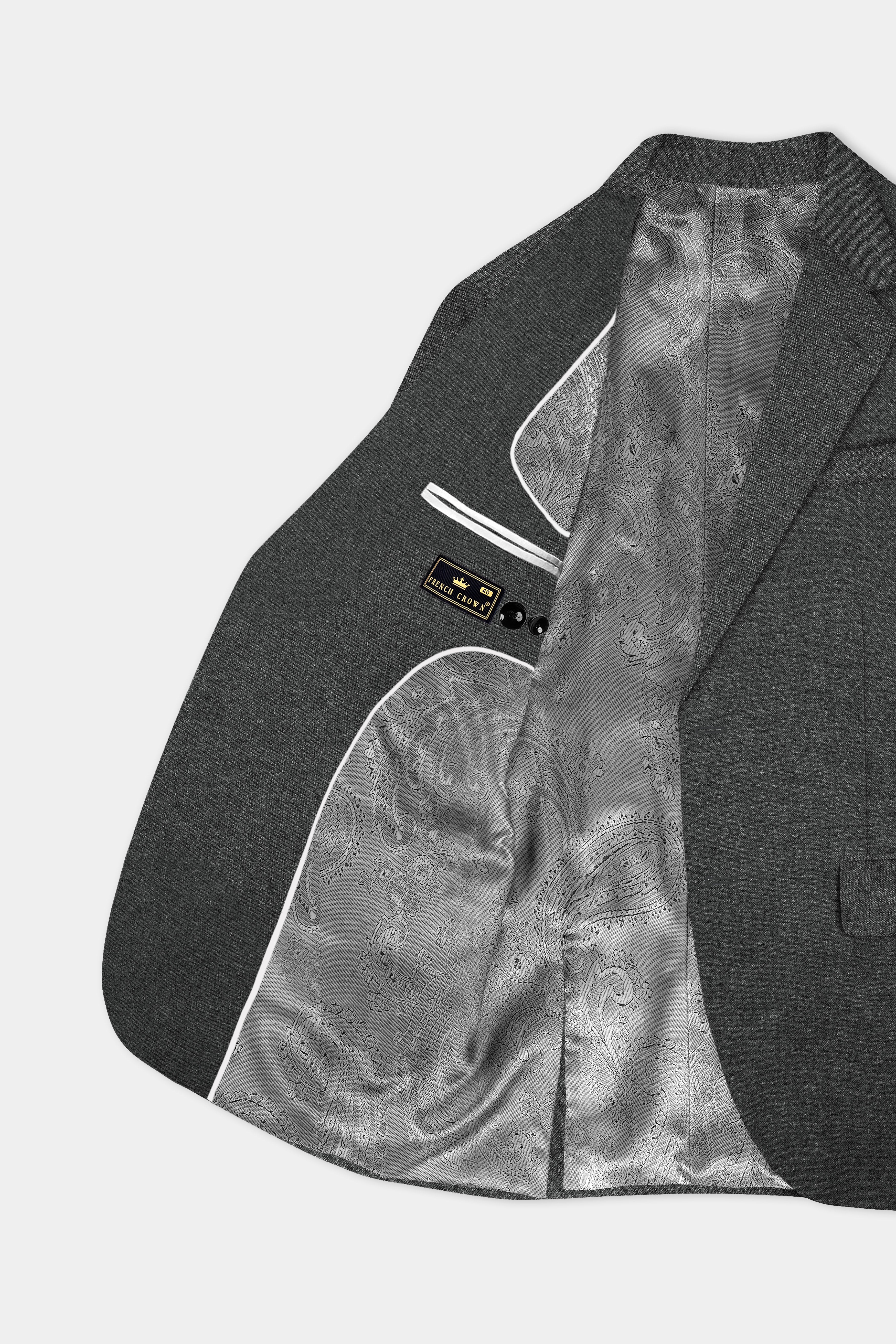 Granite-Tuatara Gray Textured Wool Single Breasted Suit