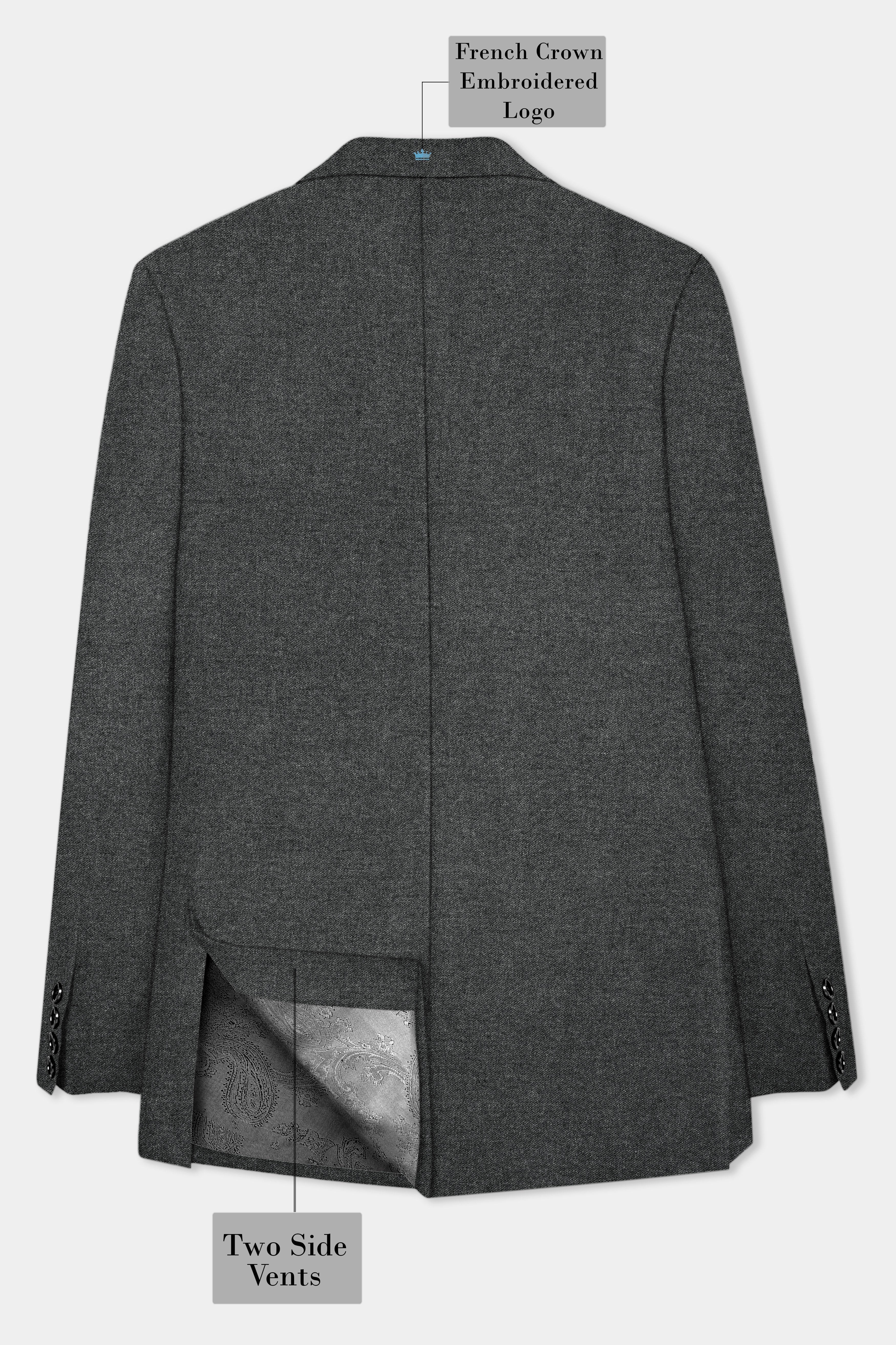 Granite-Tuatara Gray Textured Wool Single Breasted Suit