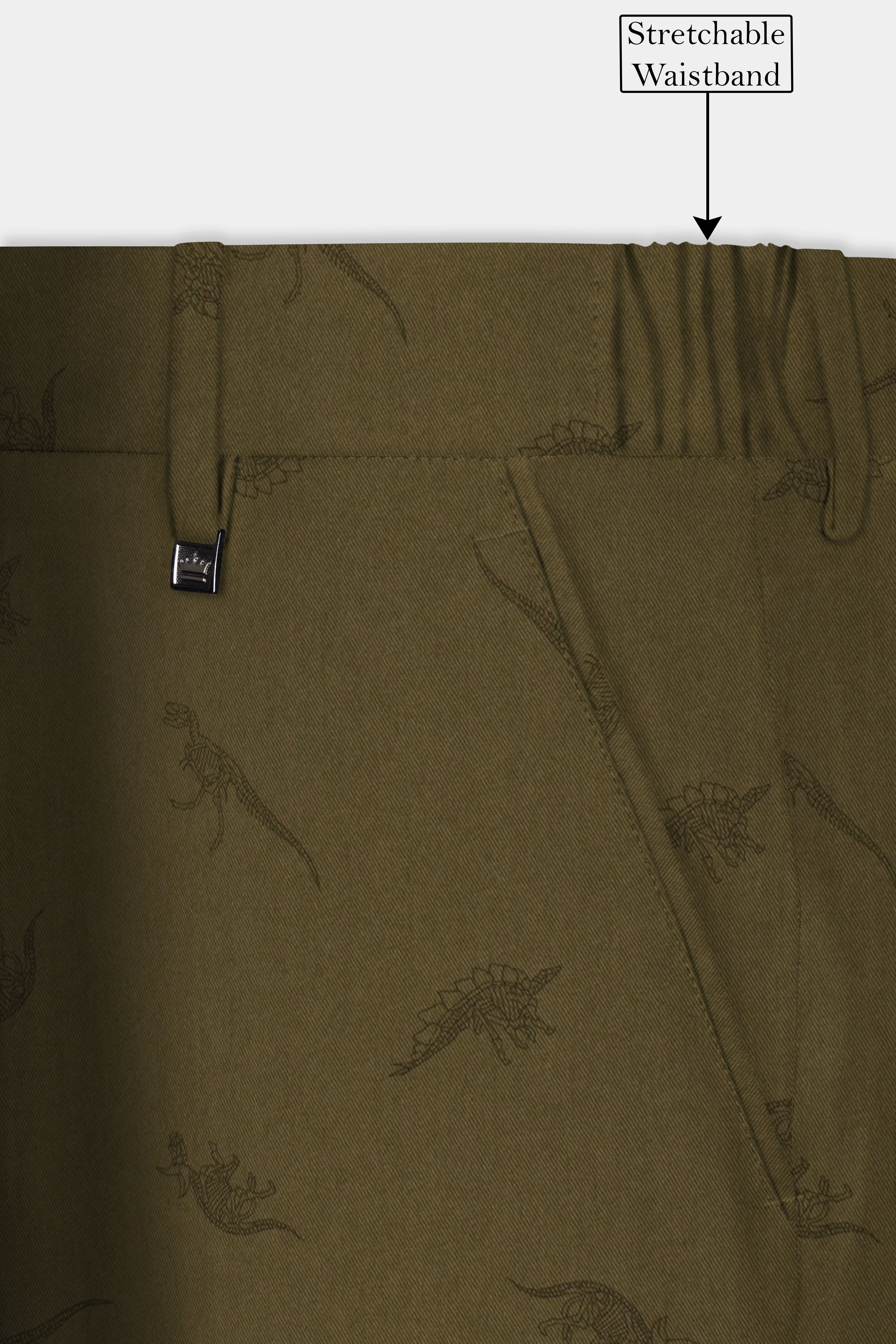 Prehistoric-Hemlock Green Dinosaur Printed Cotton Single Breasted Suit