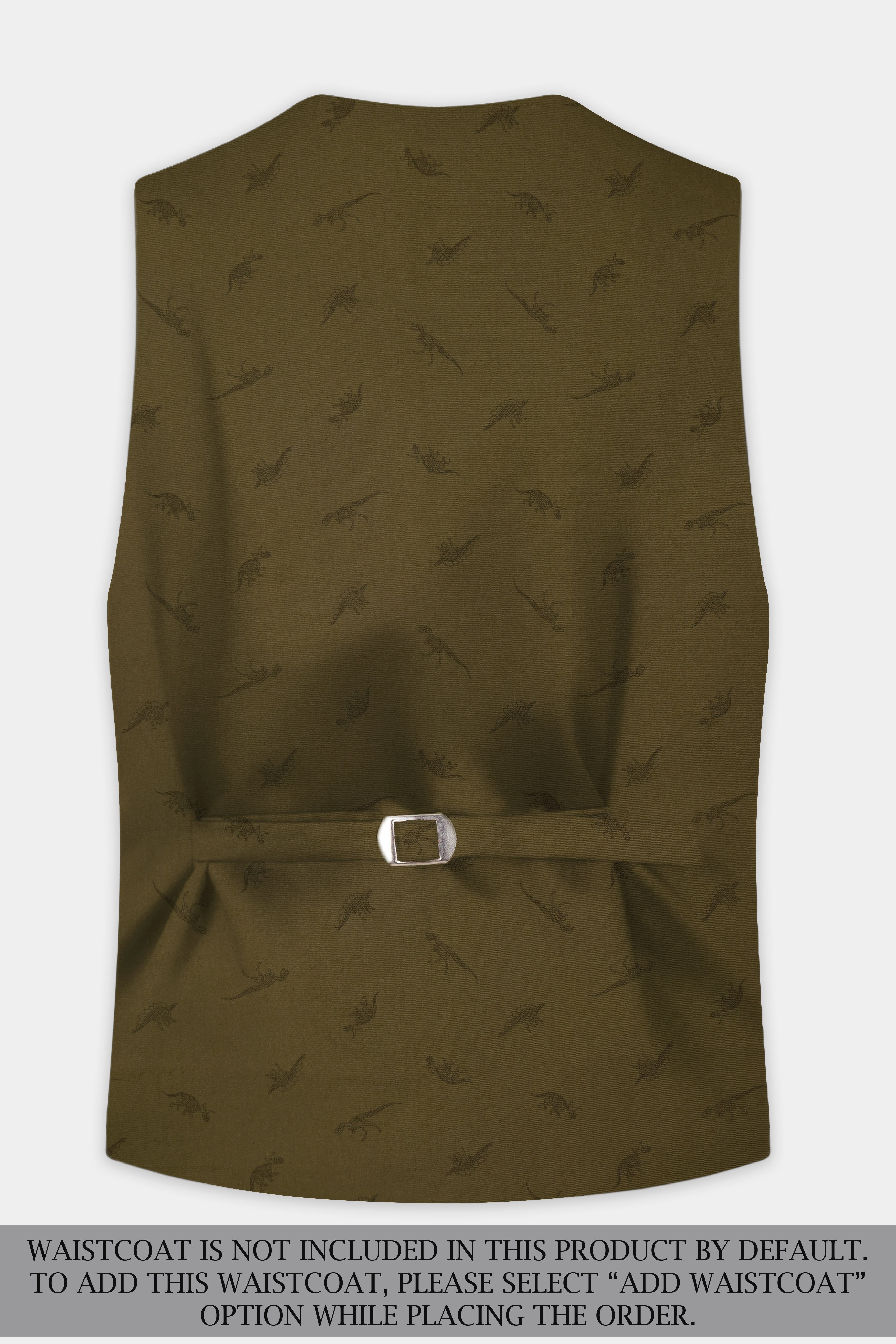 Prehistoric-Hemlock Green Dinosaur Printed Cotton Single Breasted Suit