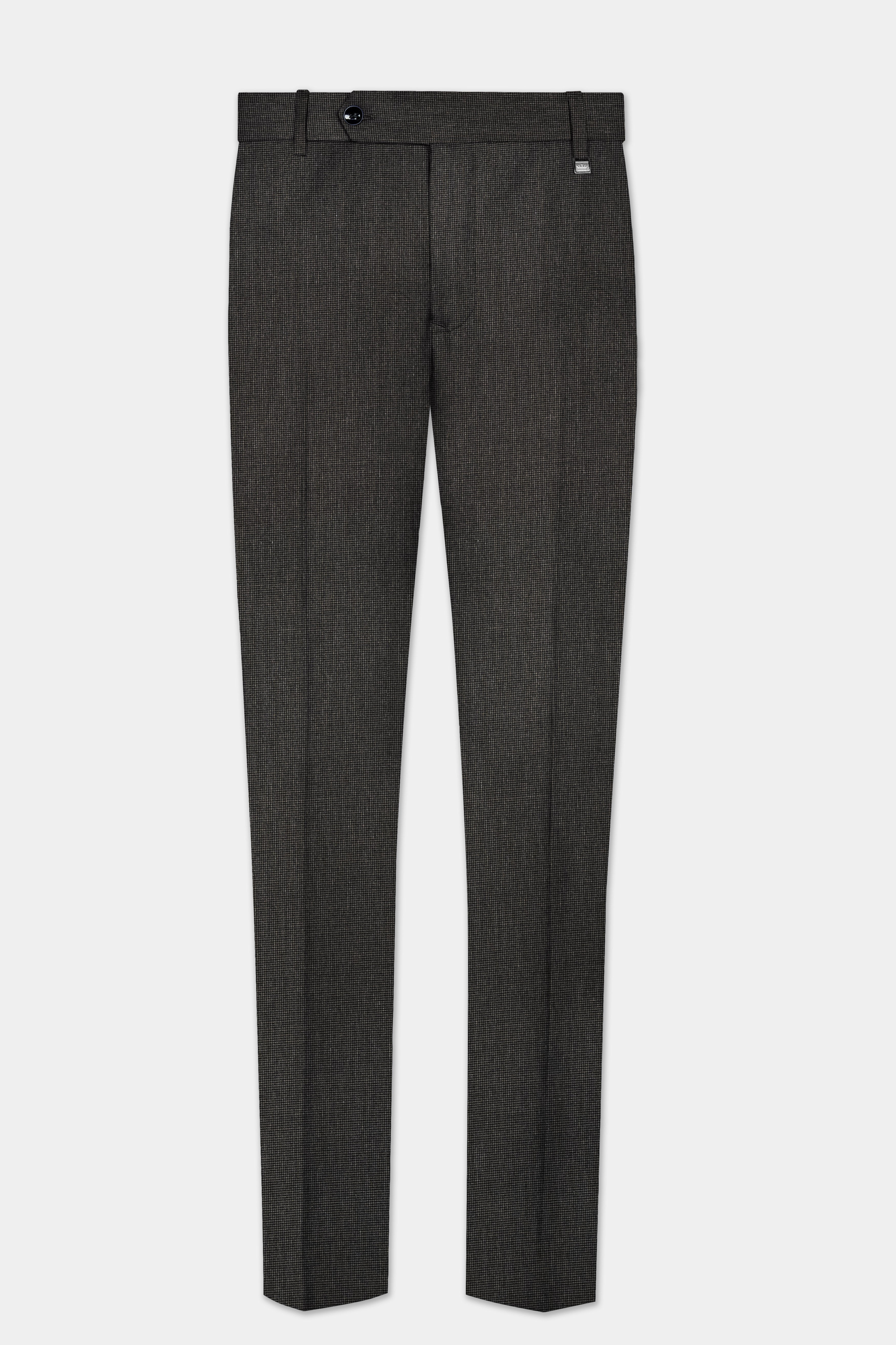 Granite Grid-Piano Gray houndstooth Textured Wool Rich Double Breasted Sports Suit