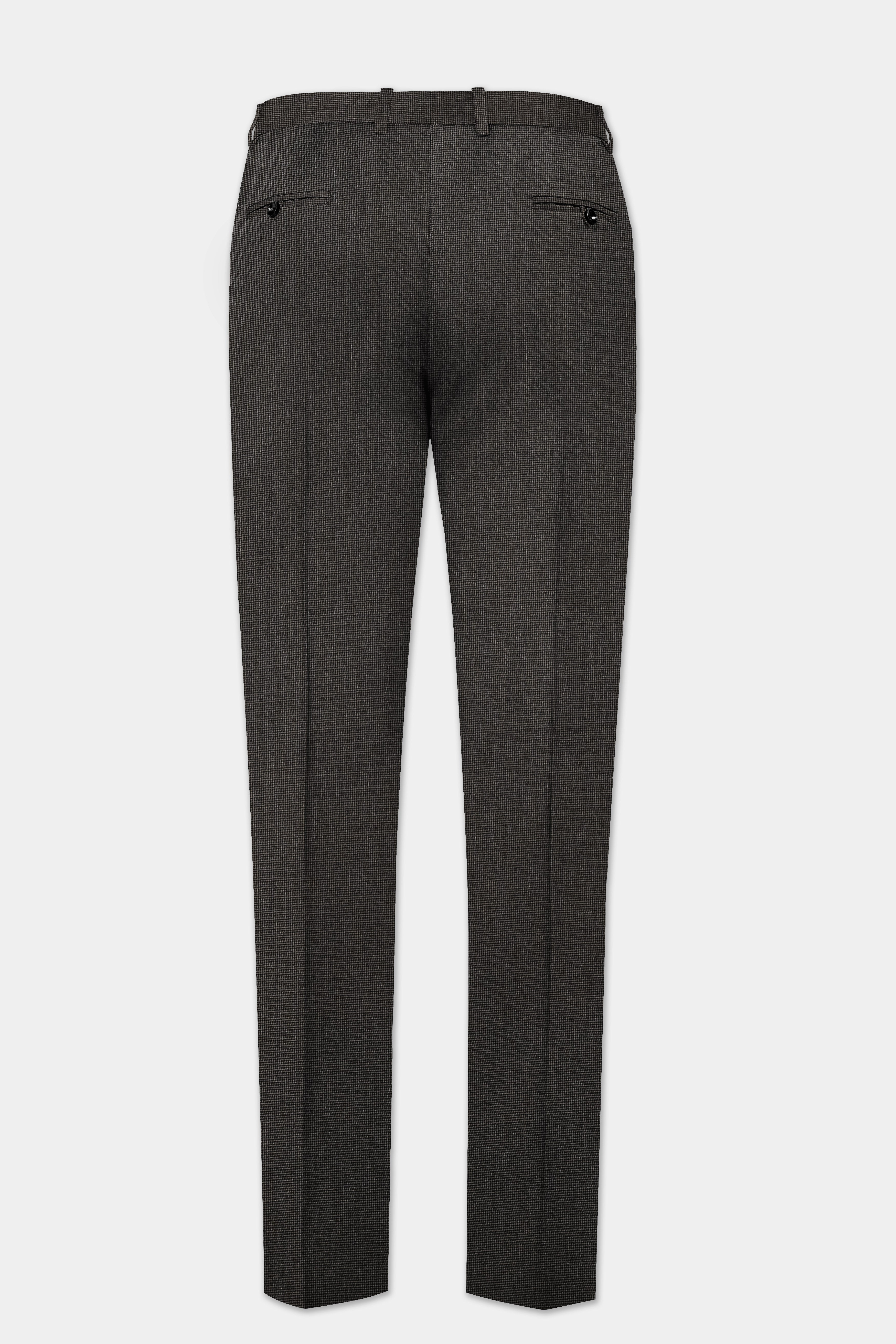 Granite Grid-Piano Gray houndstooth Textured Wool Rich Double Breasted Sports Suit