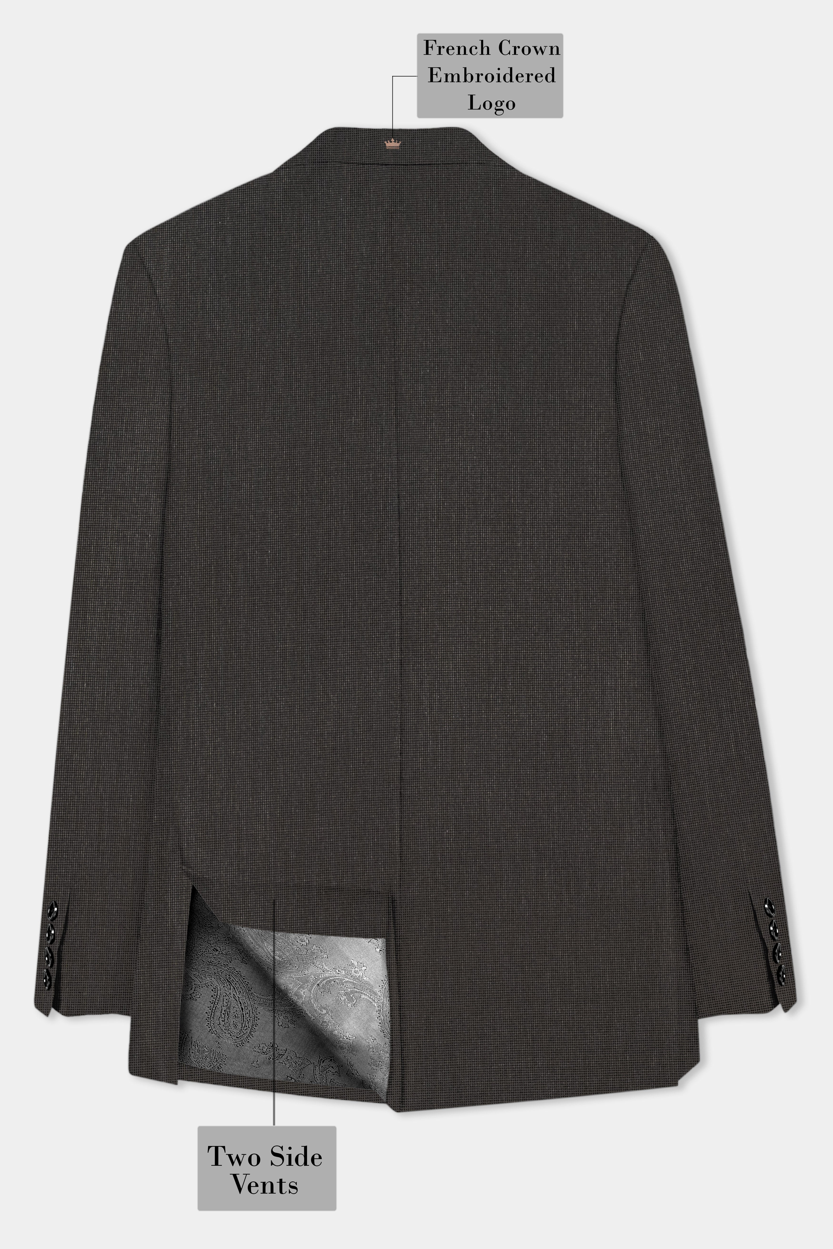 Granite Grid-Piano Gray houndstooth Textured Wool Rich Double Breasted Sports Suit