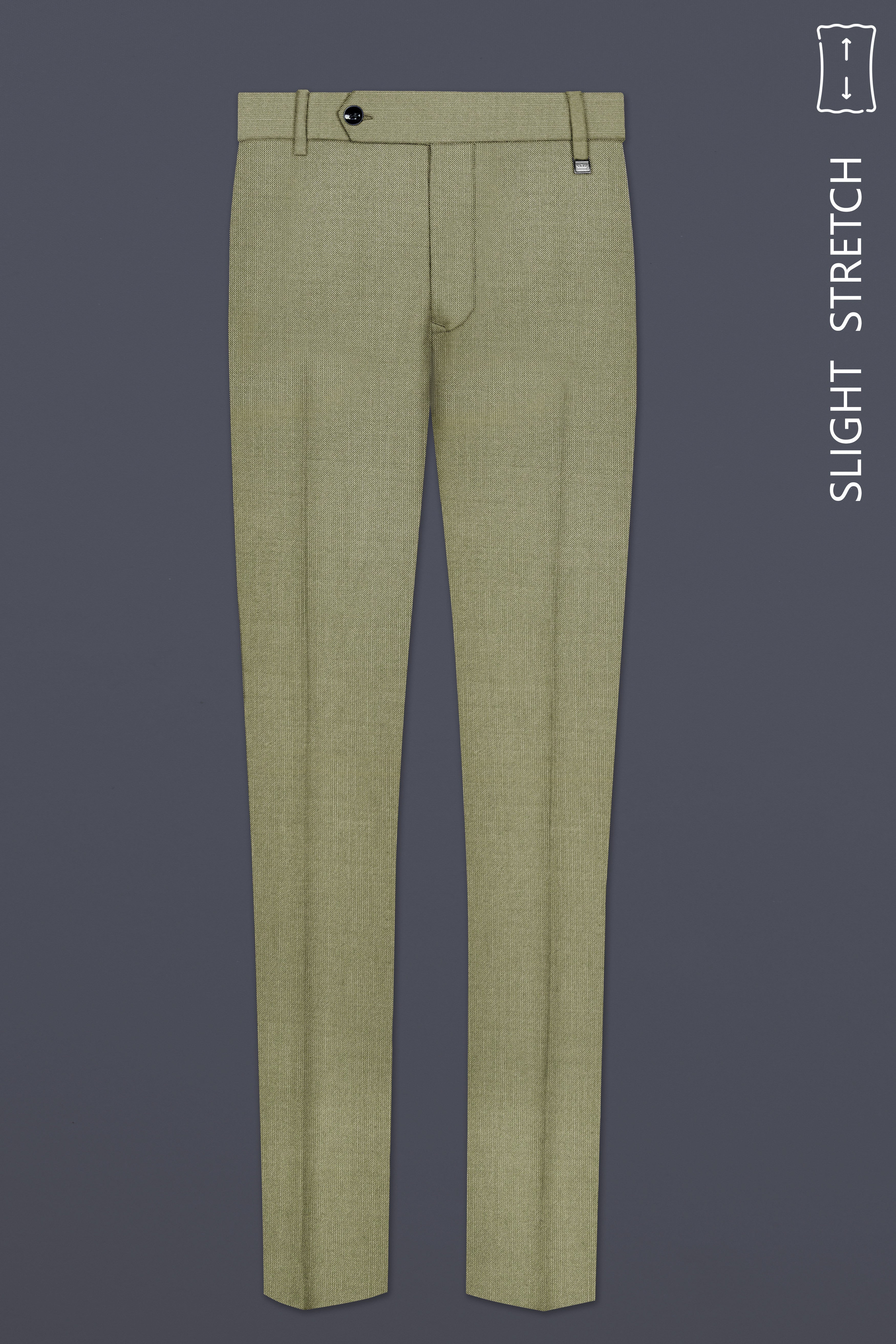 Citron-Lemon Grass Green Solid Wool Rich Single Breasted Slight Stretch Suit