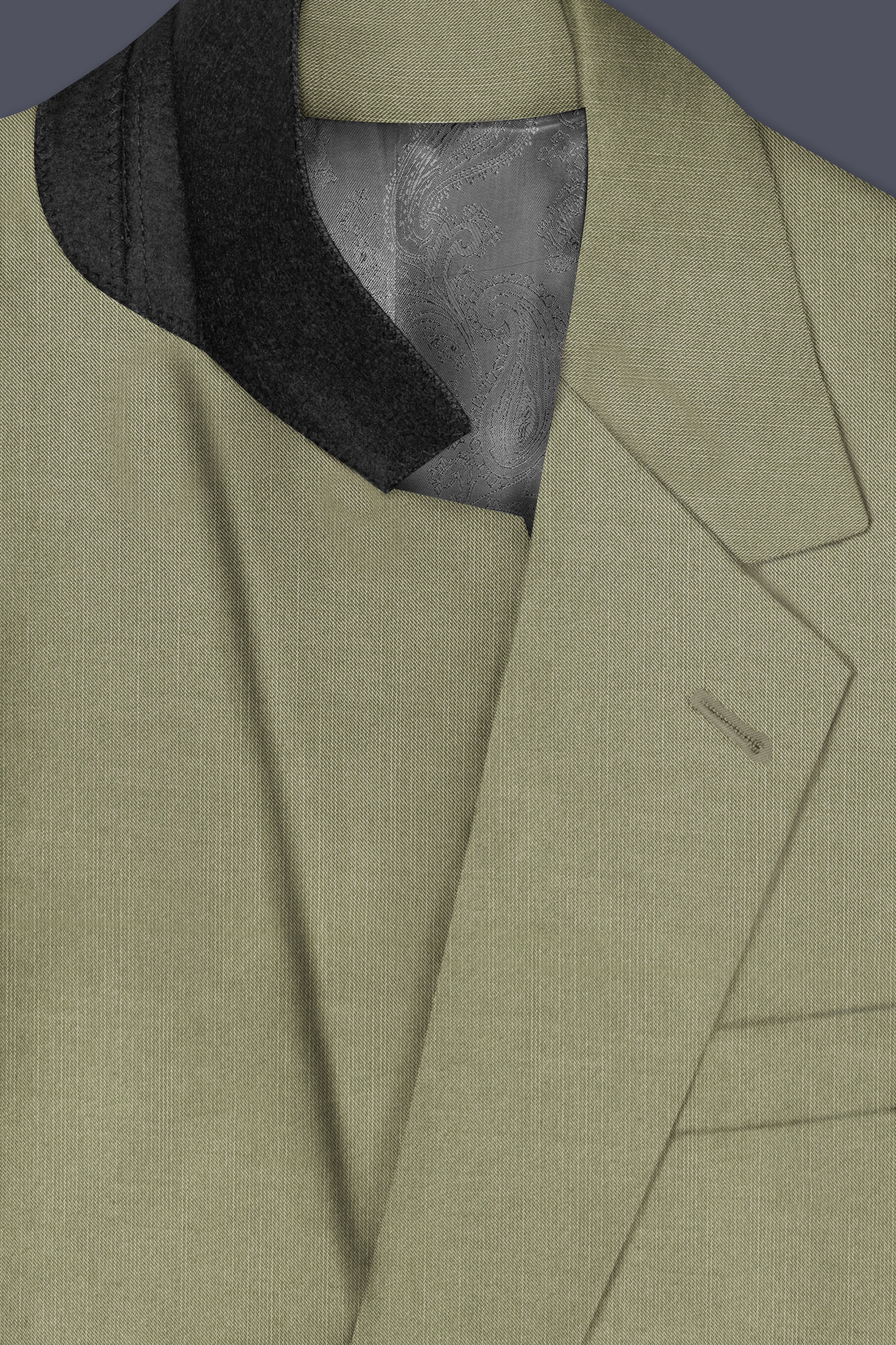 Citron-Lemon Grass Green Solid Wool Rich Single Breasted Slight Stretch Suit