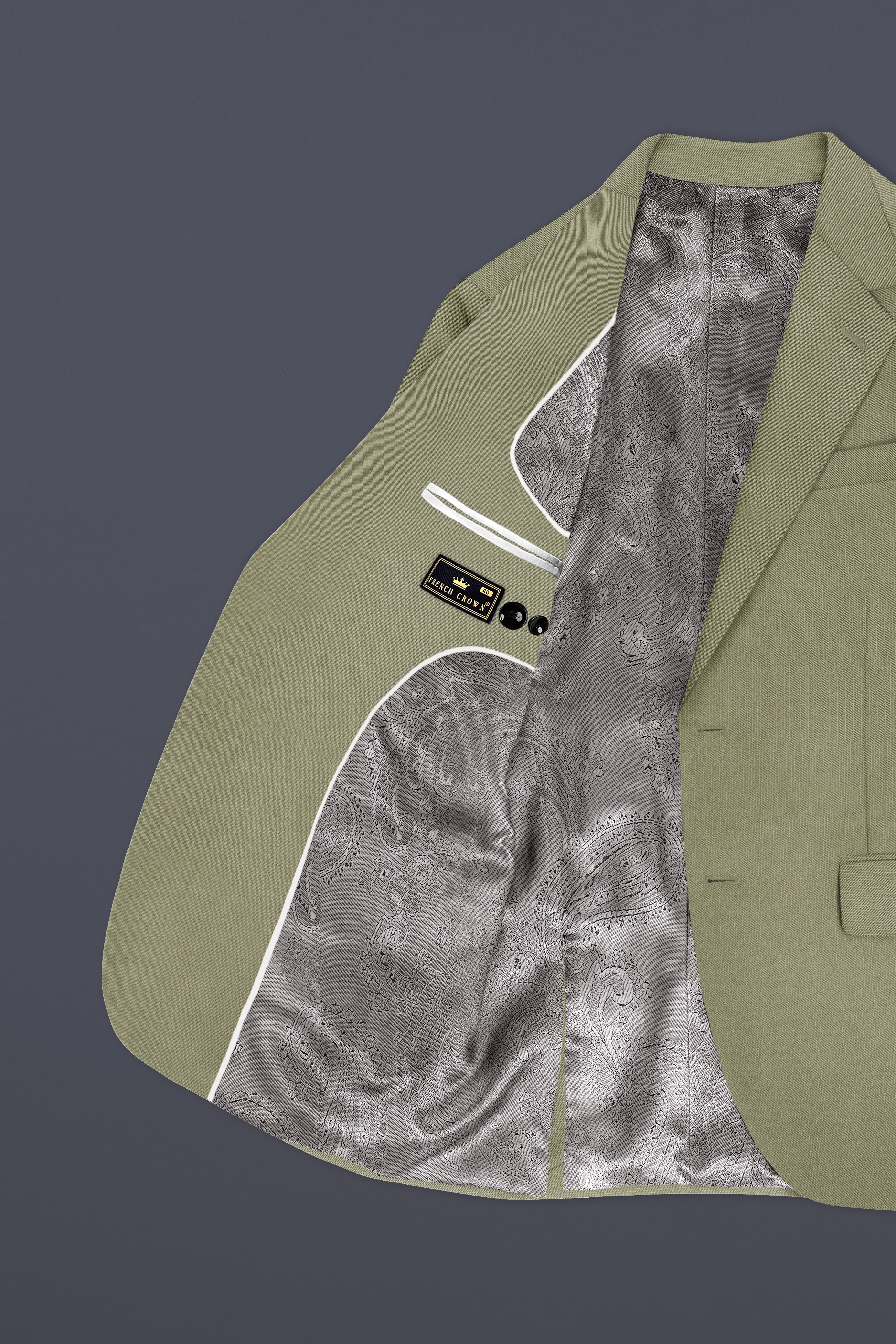 Citron-Lemon Grass Green Solid Wool Rich Single Breasted Slight Stretch Suit