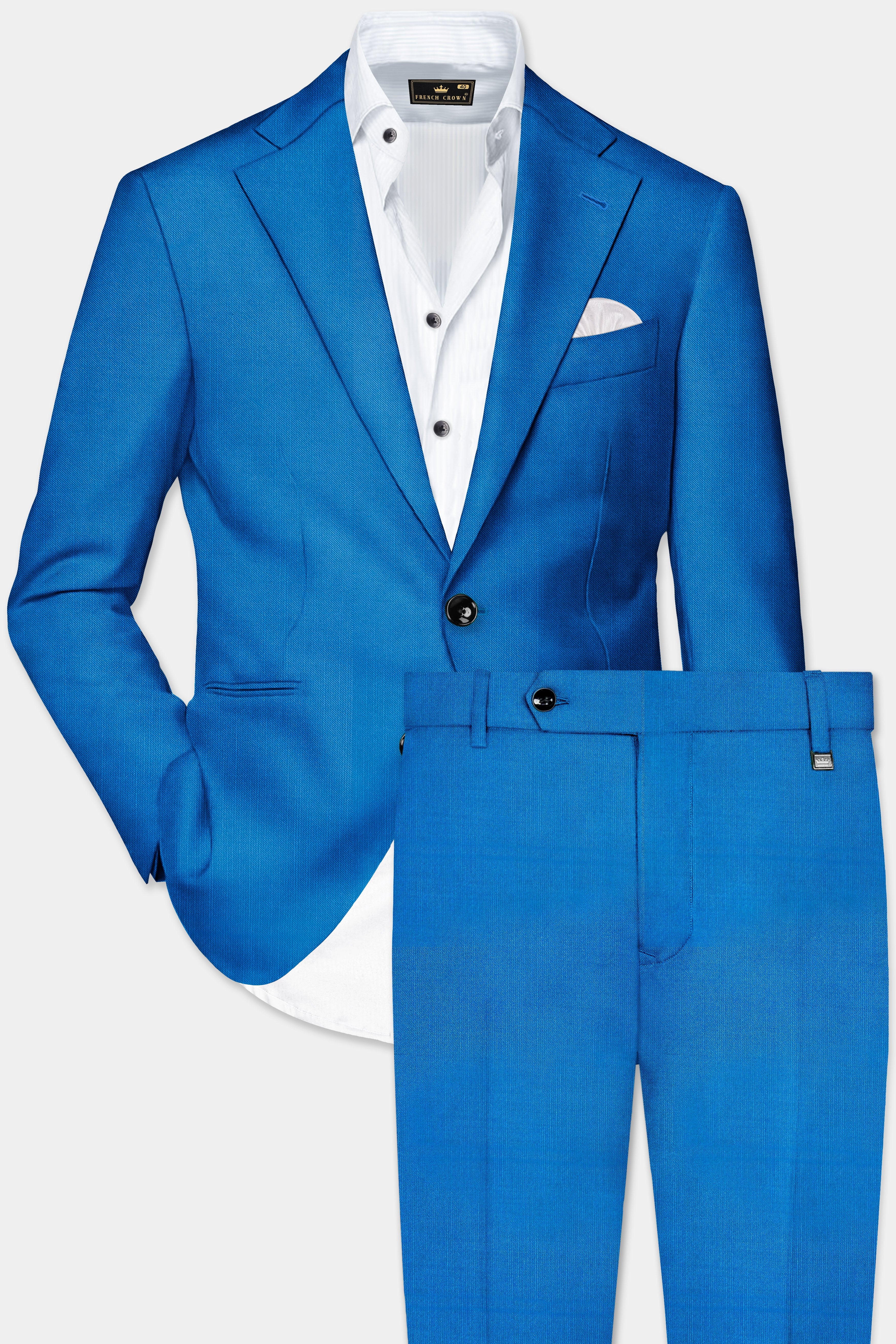 Azure-Venice Blue Solid Wool Rich Single Breasted Stretchable Traveler Suit
