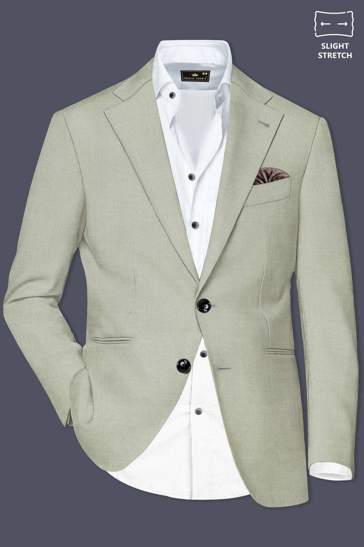 Lichen-Norway Green Solid Wool Rich Single Breasted Slight Stretch Suit