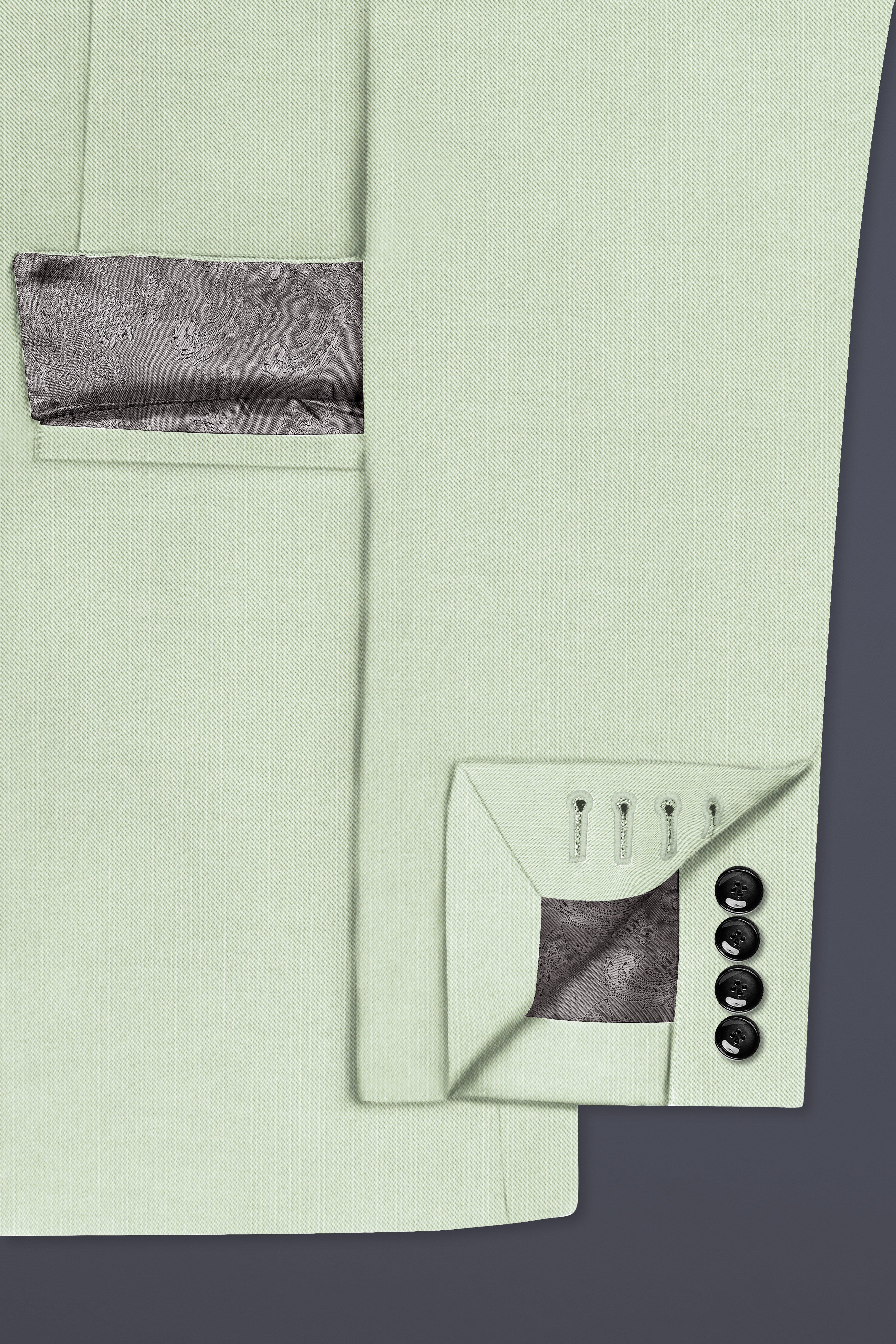 Lichen-Norway Green Solid Wool Rich Single Breasted Slight Stretch Suit