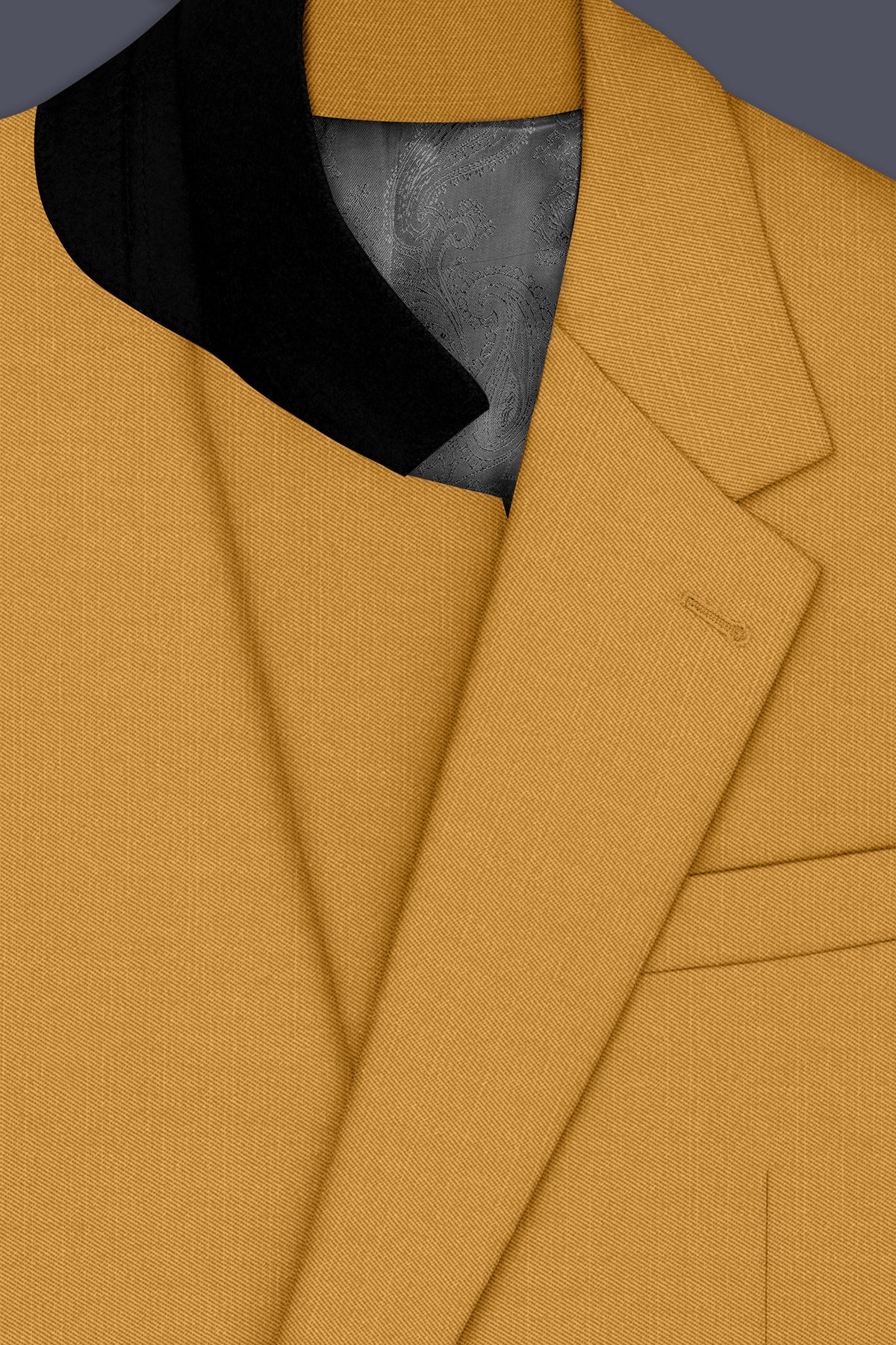Saffron-Harvest Yellow Solid Wool Rich Single Breasted Slight Stretch Blazer