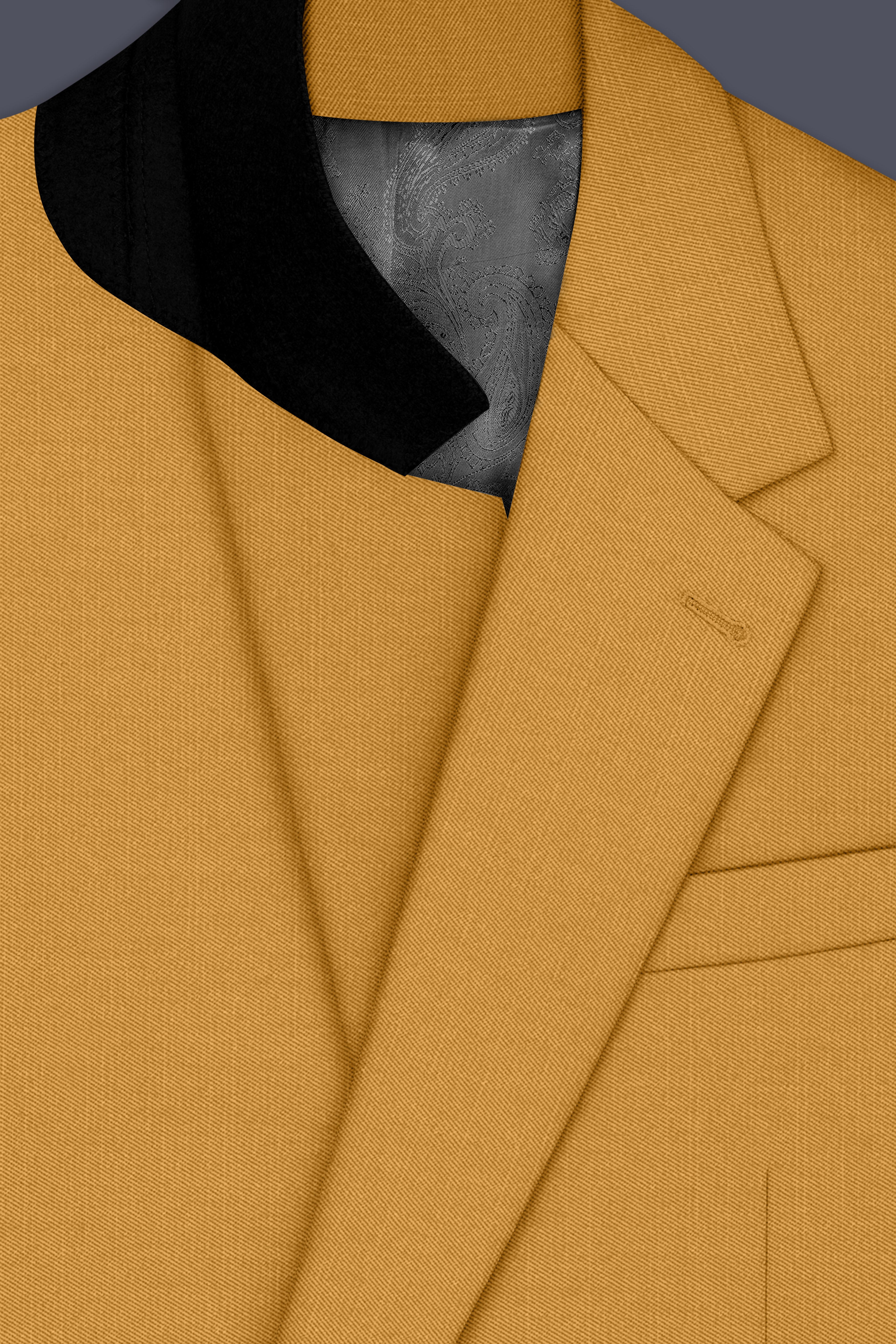 Saffron-Harvest Yellow Solid Wool Rich Single Breasted Slight Stretch Suit