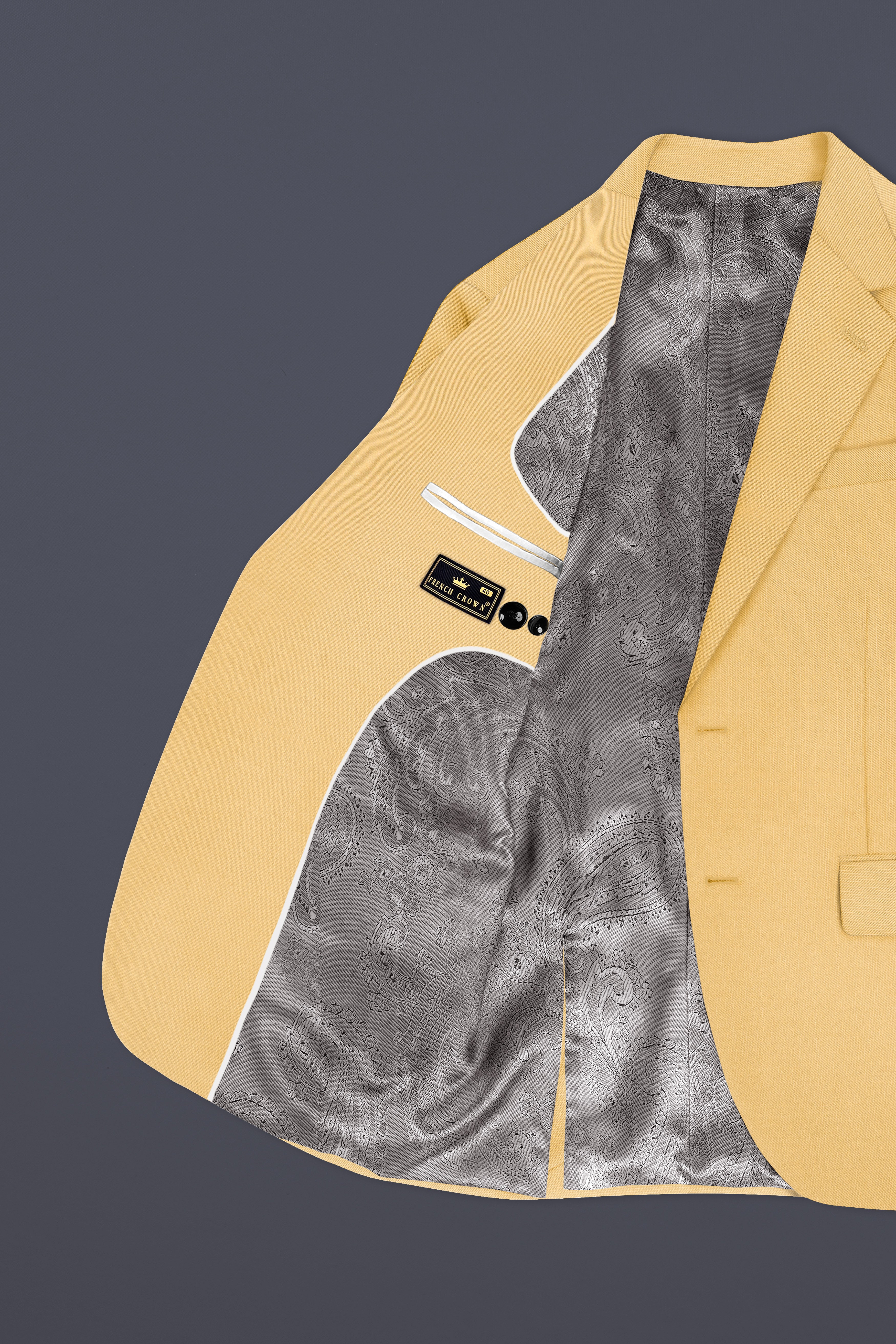 Saffron-Harvest Yellow Solid Wool Rich Single Breasted Slight Stretch Suit