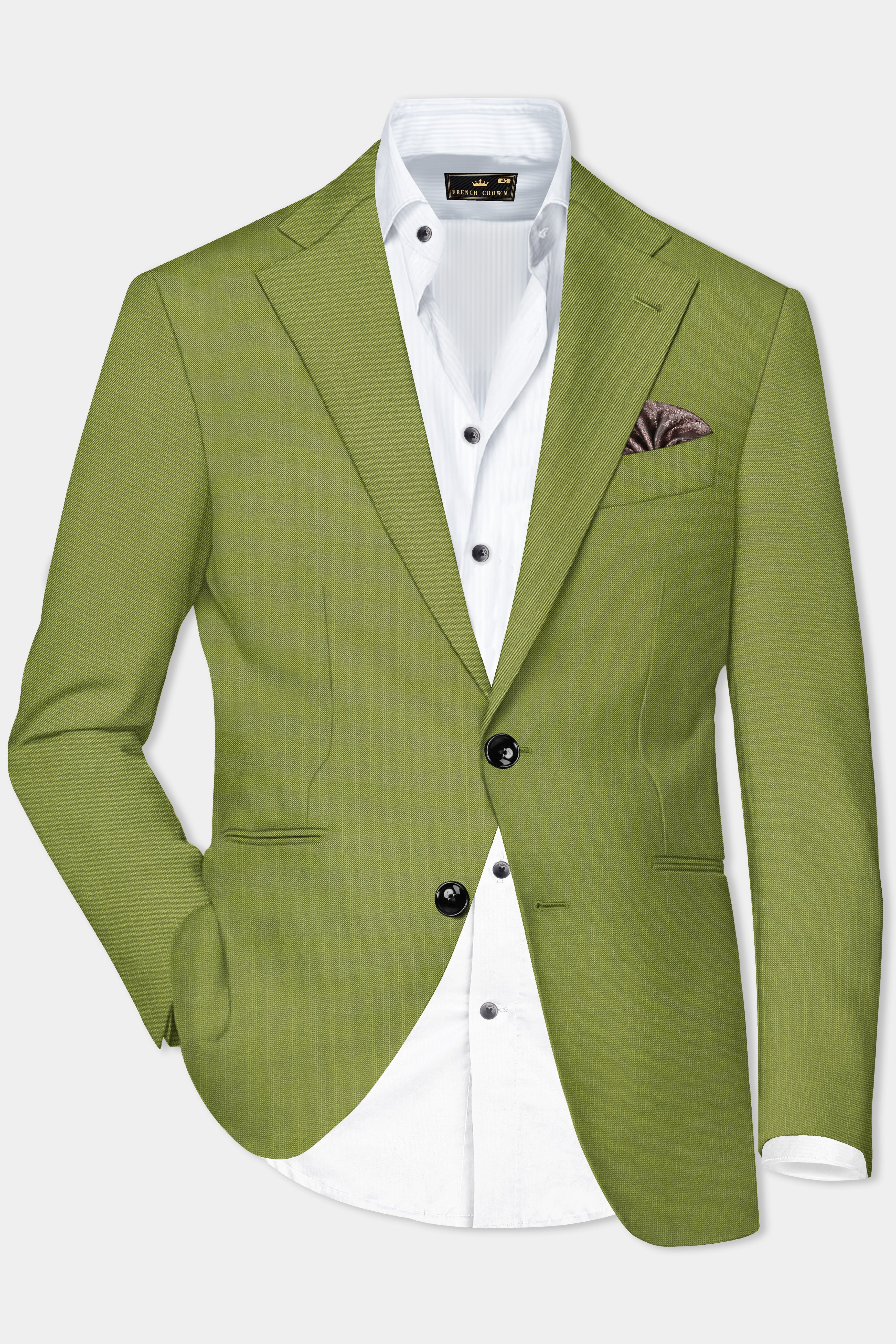 Pistachio-Wasabi Green Solid Wool Rich Single Breasted Stretchable Traveler Blazer