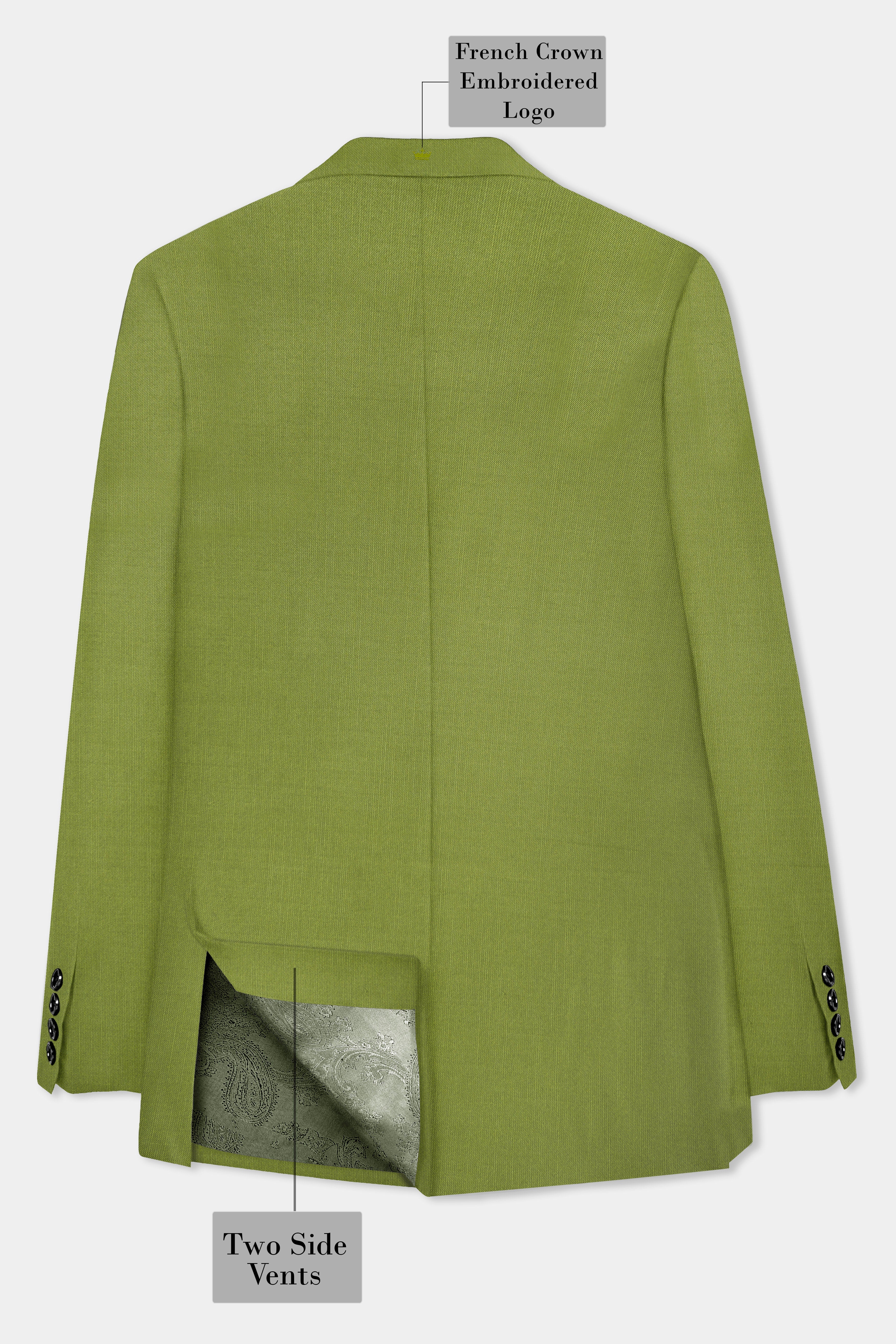Pistachio-Wasabi Green Solid Wool Rich Single Breasted Stretchable Traveler Blazer