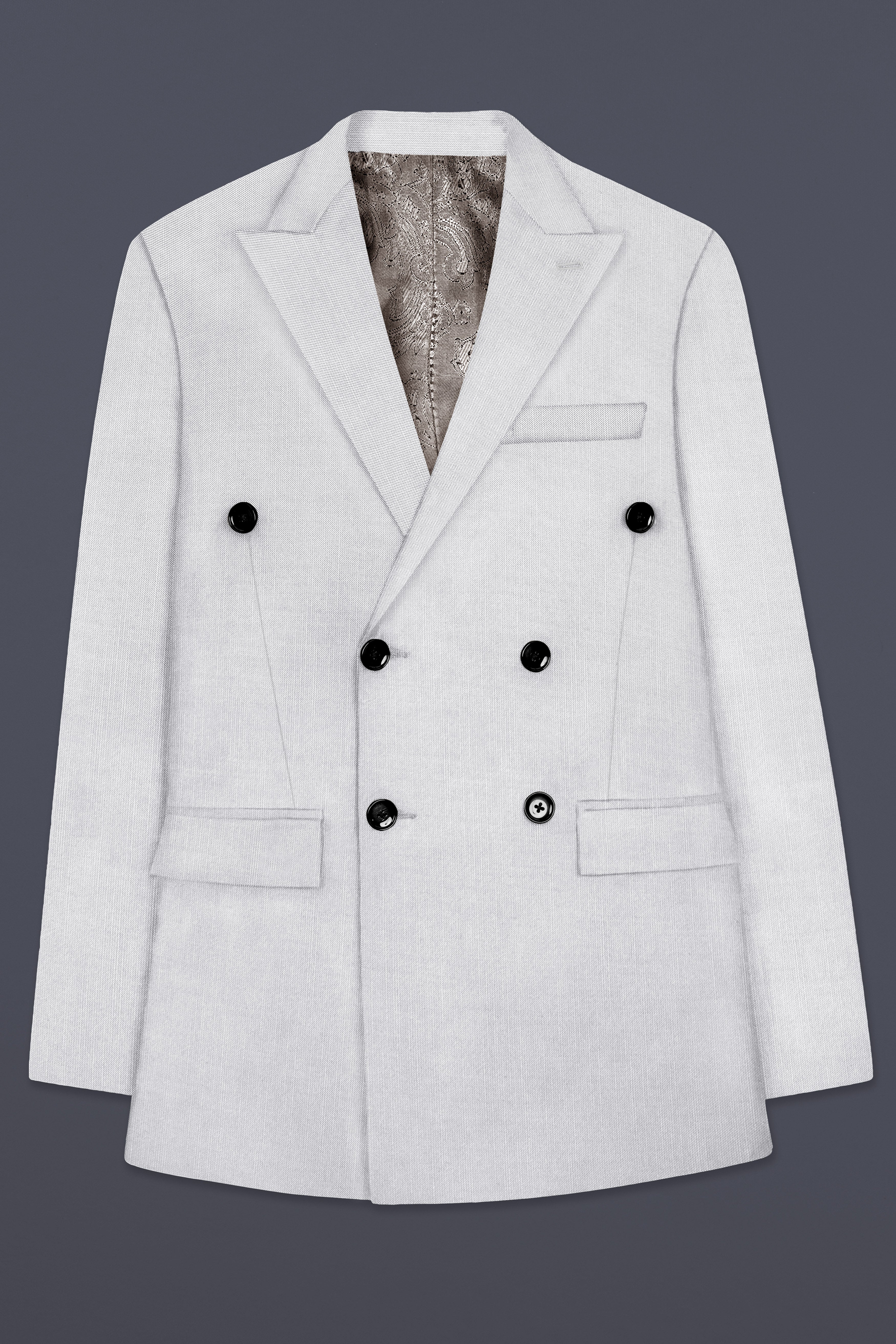 Granite-Alto Gray Solid Wool Rich Double Breasted Slight Stretch Suit