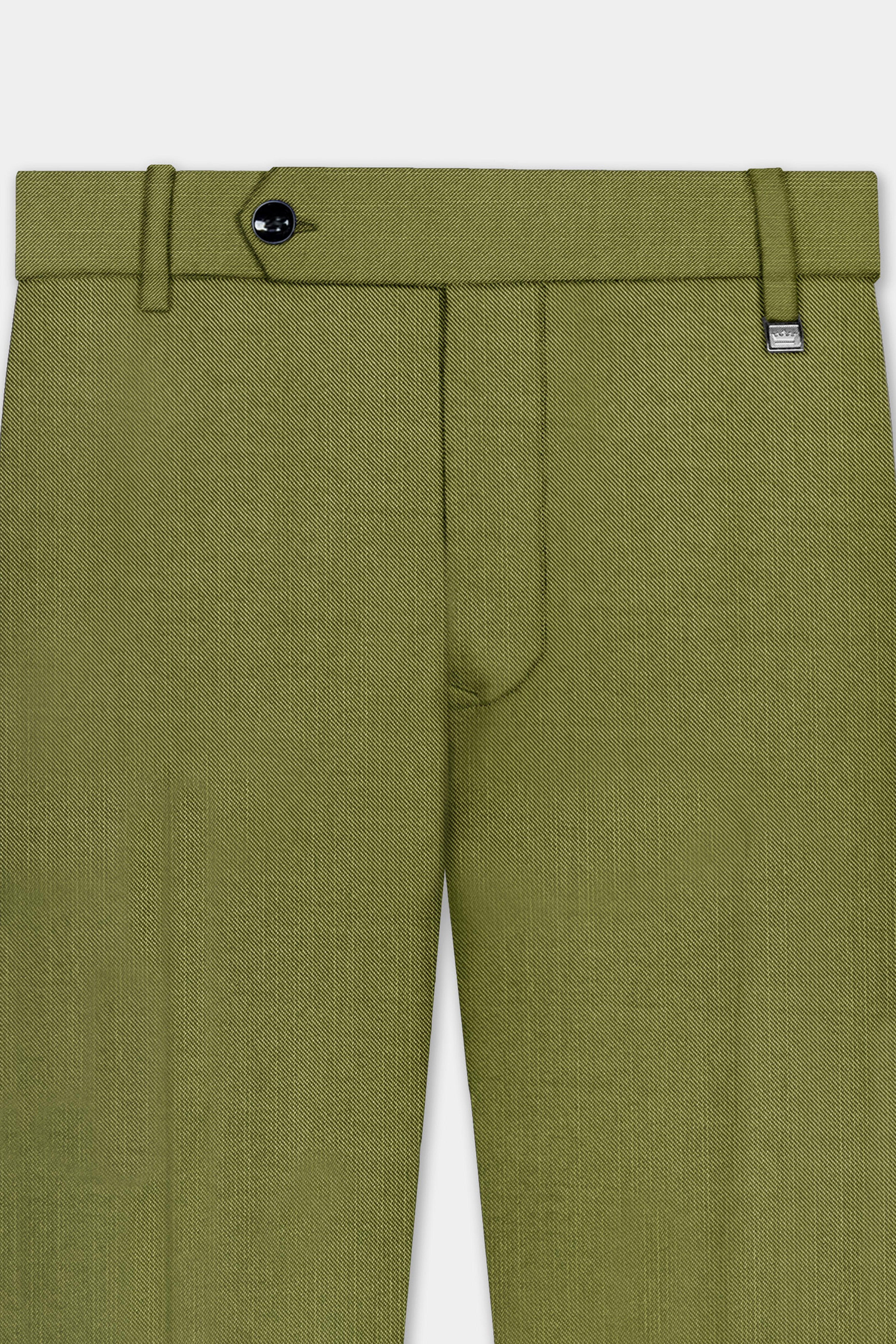Glade-Muddy Green Solid Wool Rich Double Breasted Slight Stretch Suit