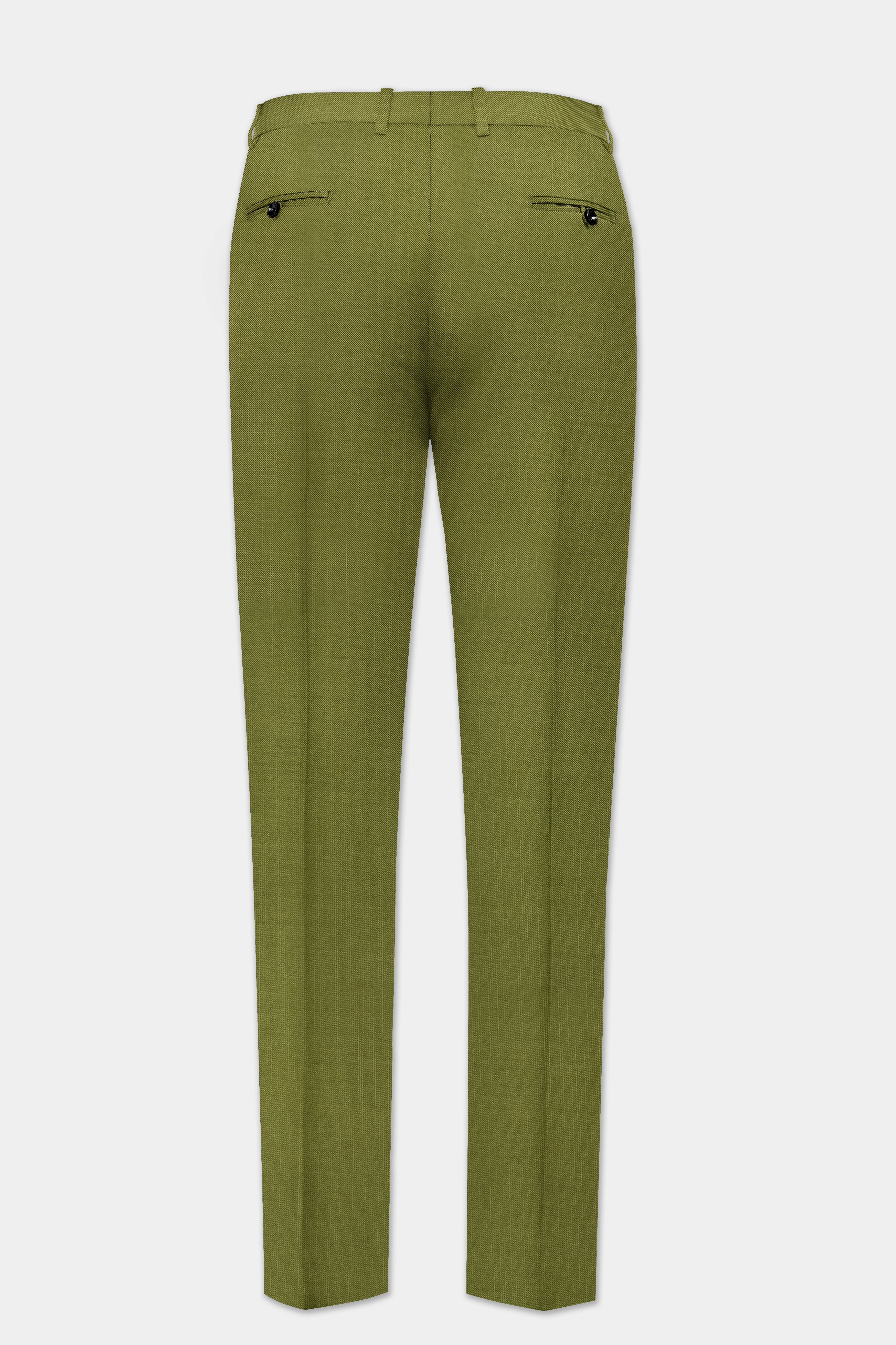 Glade-Muddy Green Solid Wool Rich Double Breasted Slight Stretch Suit